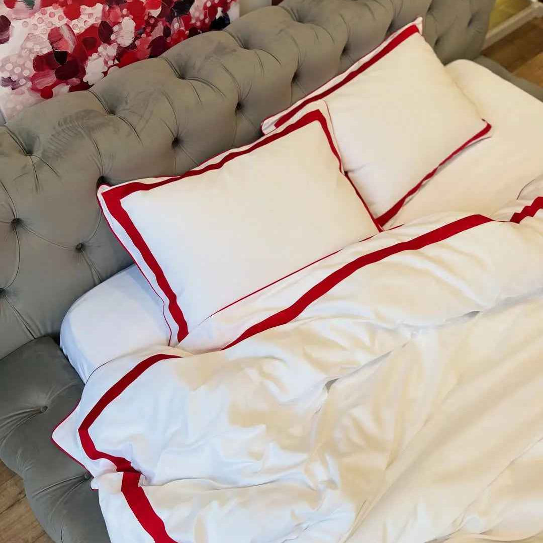 Pościel z Merceryzowanej Satyny – Czerwony & Biały, 100% Bawełna Turecka, 140 g/m², Edycja Exclusive