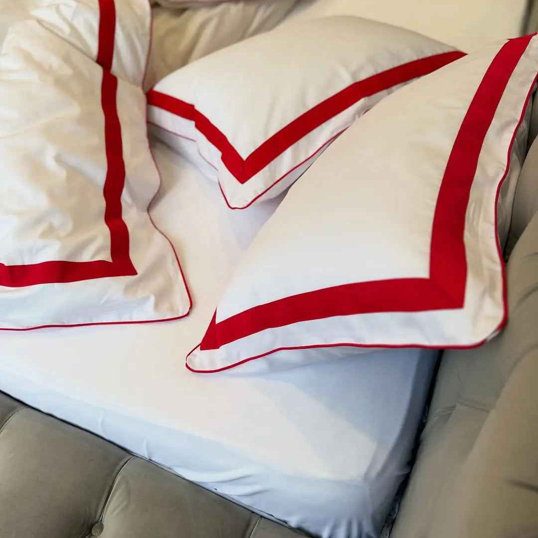 Pościel z Merceryzowanej Satyny – Czerwony & Biały, 100% Bawełna Turecka, 140 g/m², Edycja Exclusive