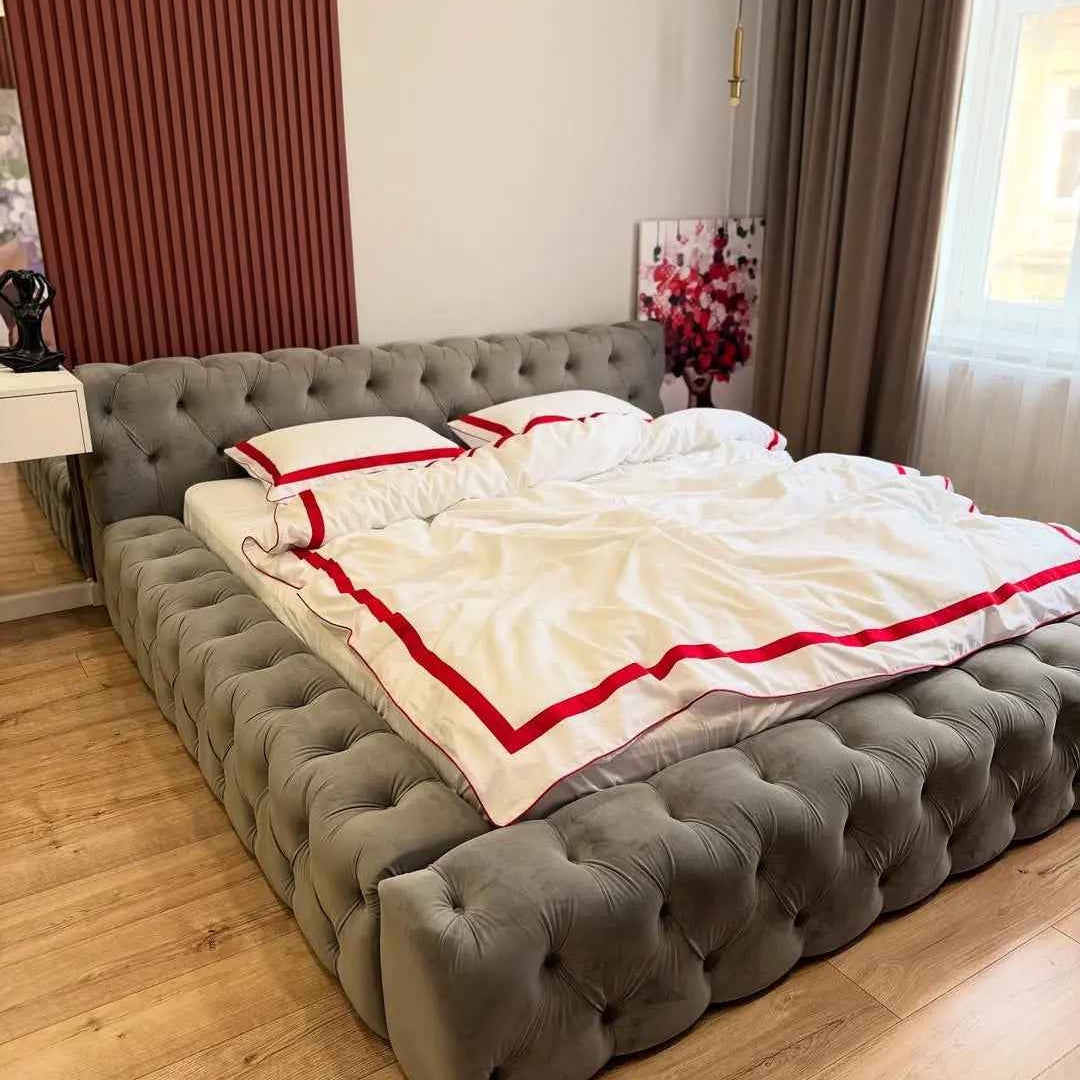 Pościel z Merceryzowanej Satyny – Czerwony & Biały, 100% Bawełna Turecka, 140 g/m², Edycja Exclusive