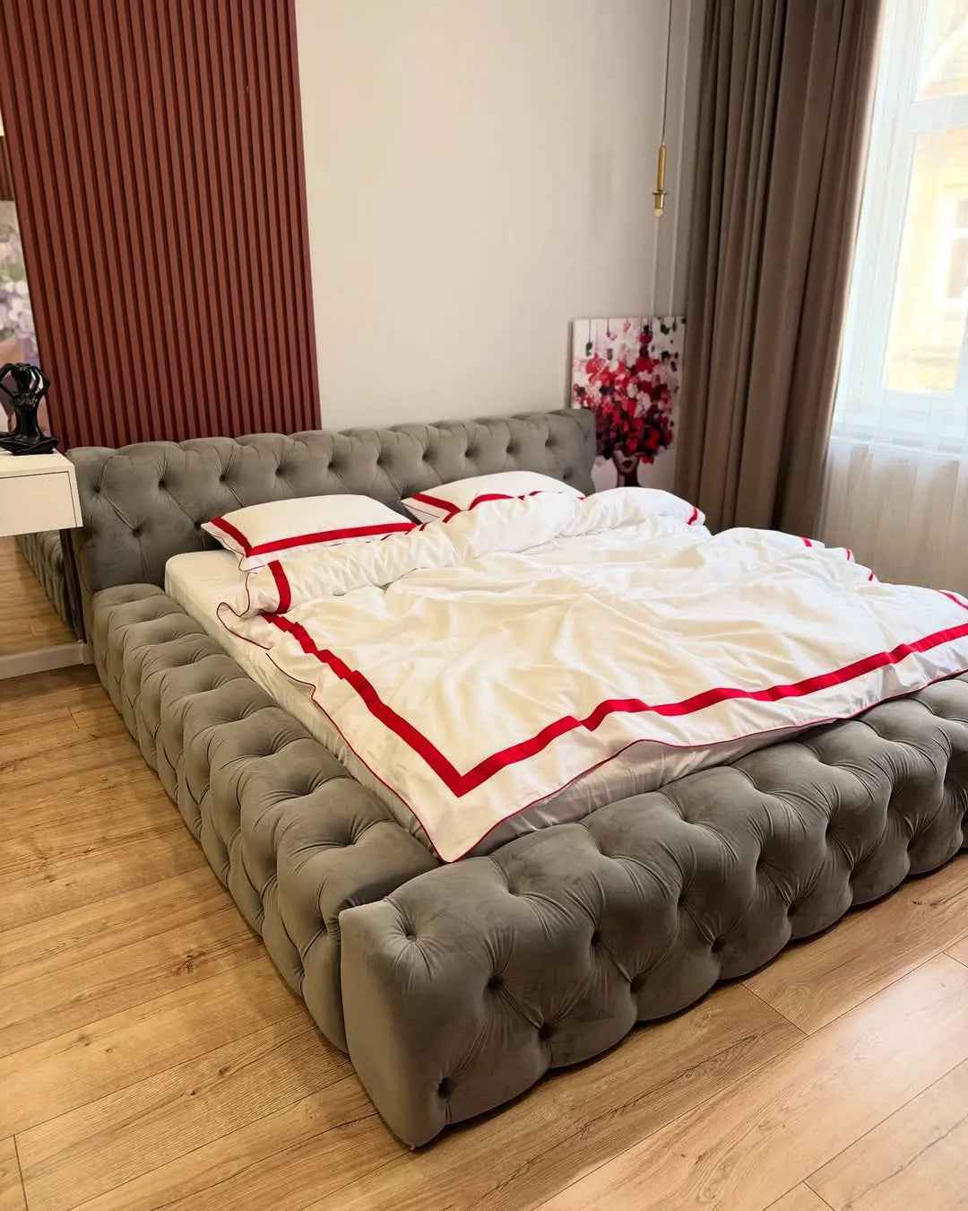 Pościel z Merceryzowanej Satyny – Czerwony & Biały, 100% Bawełna Turecka, 140 g/m², Edycja Exclusive