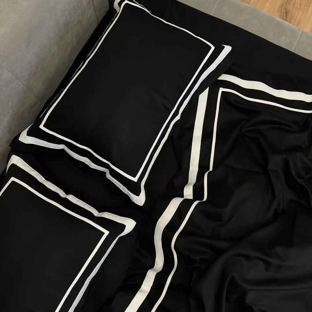 Pościel z Merceryzowanej Satyny – Czarno & Biała, 100% Bawełna Turecka, 140 g/m², Edycja Exclusive