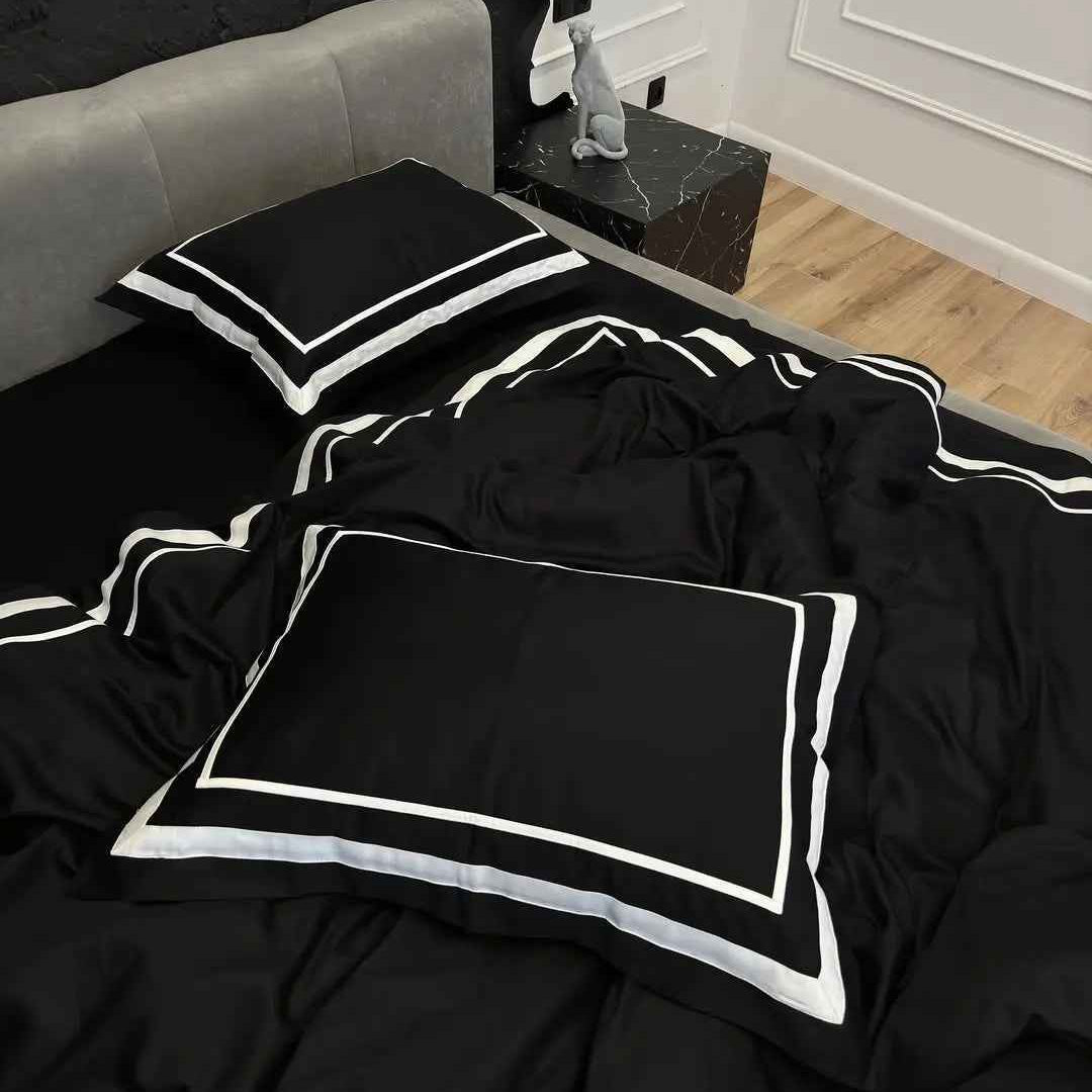 Pościel z Merceryzowanej Satyny – Czarno & Biała, 100% Bawełna Turecka, 140 g/m², Edycja Exclusive