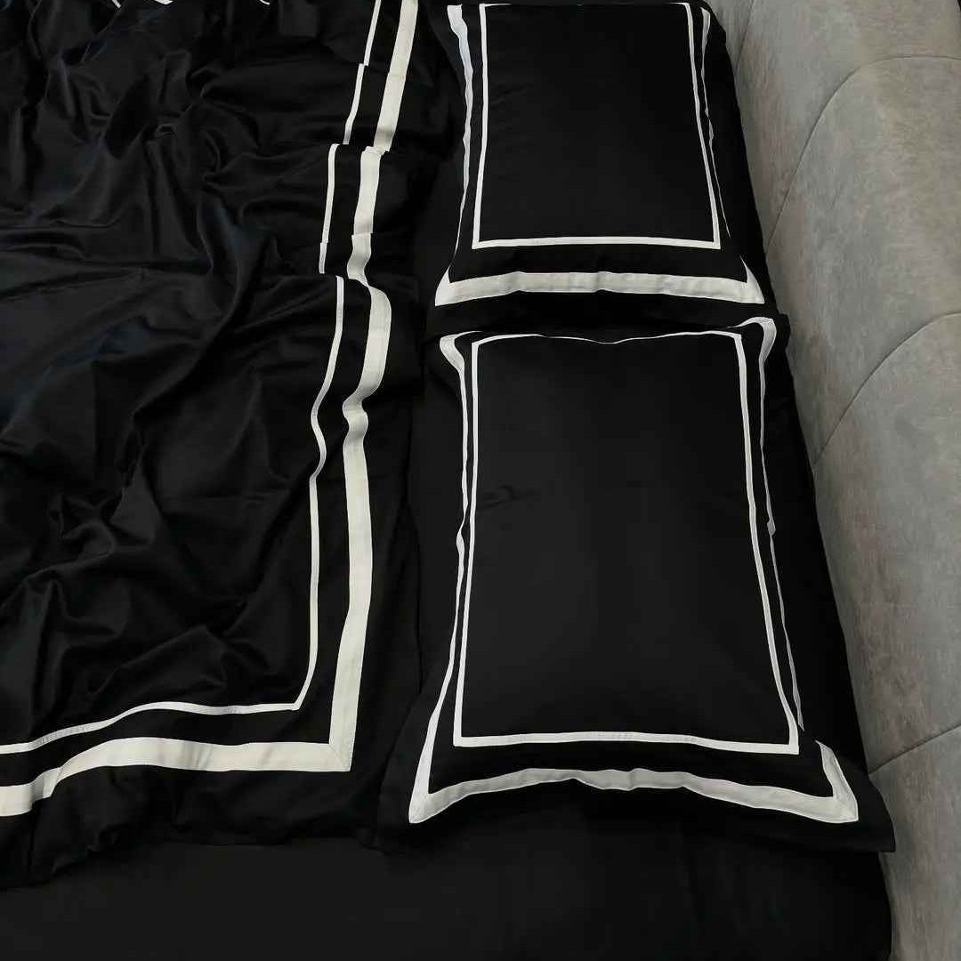 Pościel z Merceryzowanej Satyny – Czarno & Biała, 100% Bawełna Turecka, 140 g/m², Edycja Exclusive