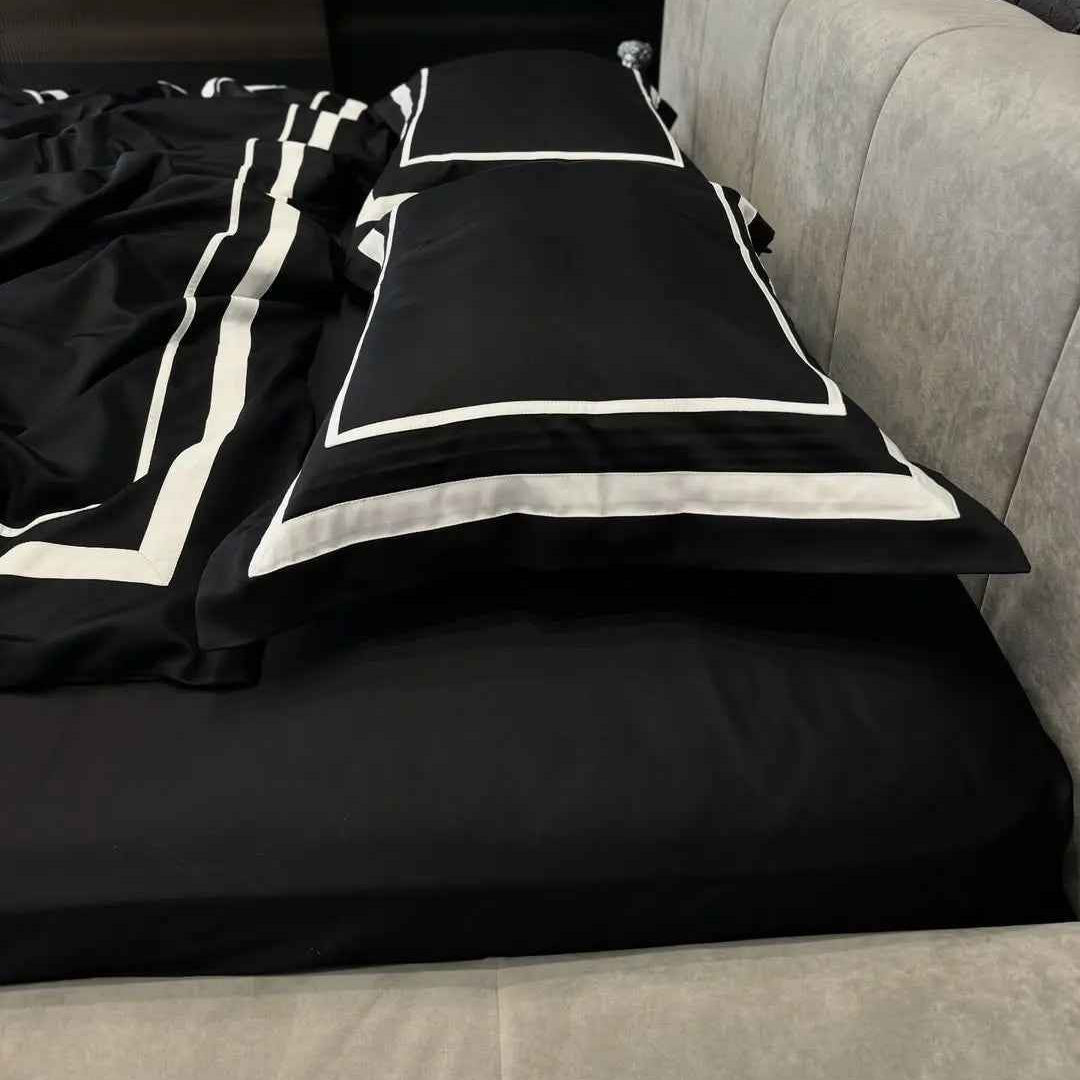 Pościel z Merceryzowanej Satyny – Czarno & Biała, 100% Bawełna Turecka, 140 g/m², Edycja Exclusive