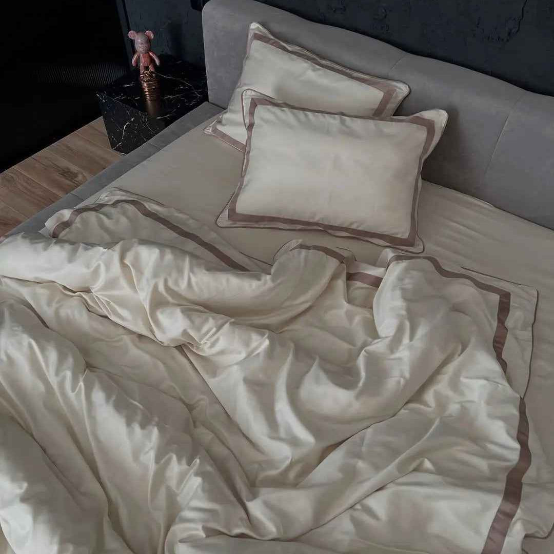 Pościel z Merceryzowanej Satyny – Champagne & Kakao, 100% Bawełna Turecka, 140 g/m², Edycja Exclusive