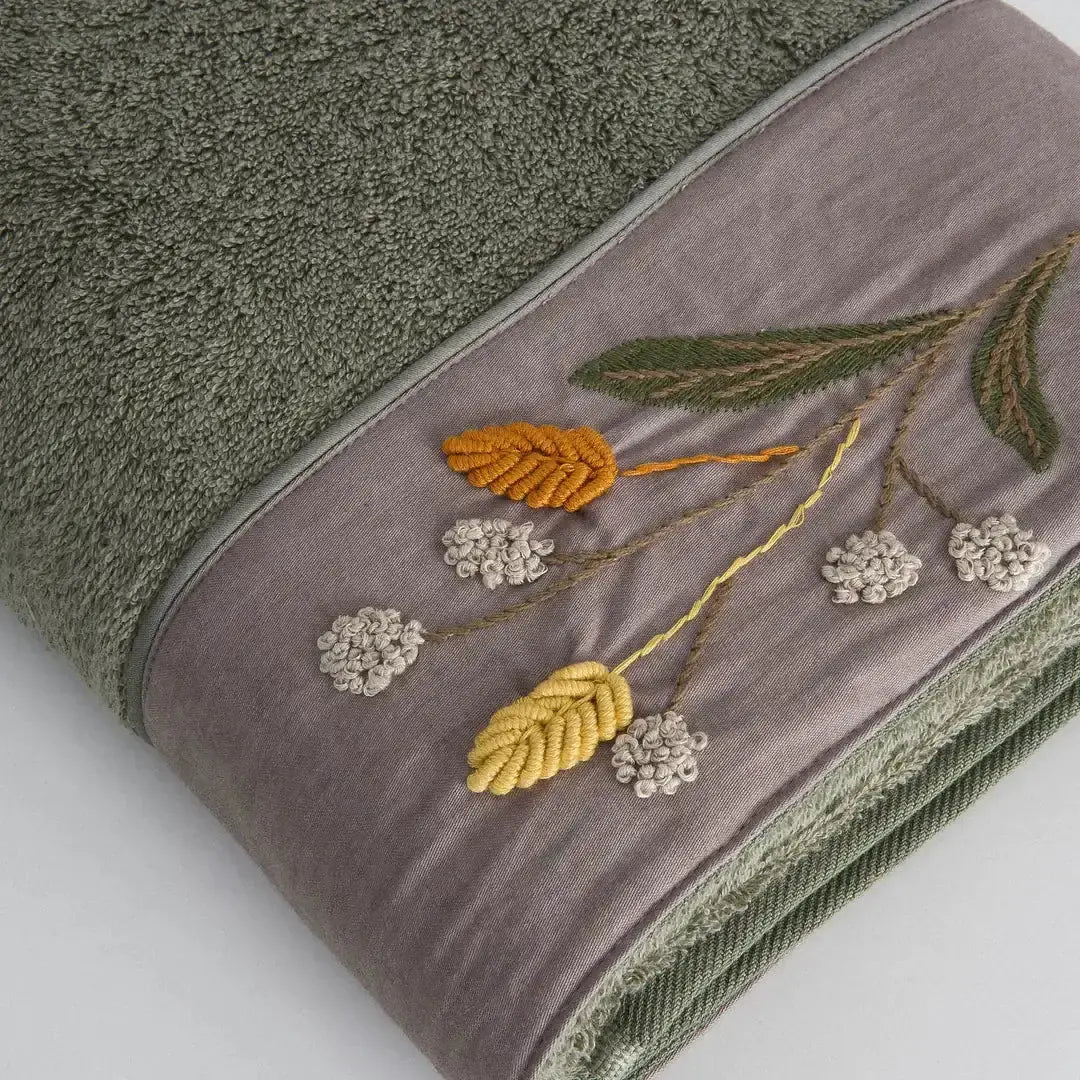 Zestaw 2 Ręczników Kąpielowych – Farah – Damski, 100% Organiczna Bawełna, Ręcznie Haftowany, Zielony Wivanco Bedding