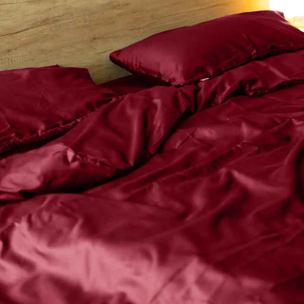 Pościel Satynowa Bordowa – 100% Bawełna Turecka, 140g, Luksusowa Jakość