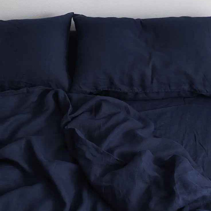 Pościel Satynowa Granatowa – 100% Bawełna Turecka, 140g, Hotelowy Komfort