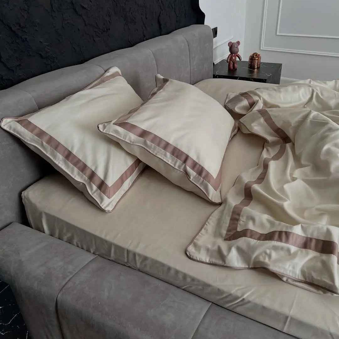 Pościel z Merceryzowanej Satyny – Champagne & Kakao, 100% Bawełna Turecka, 140 g/m², Edycja Exclusive