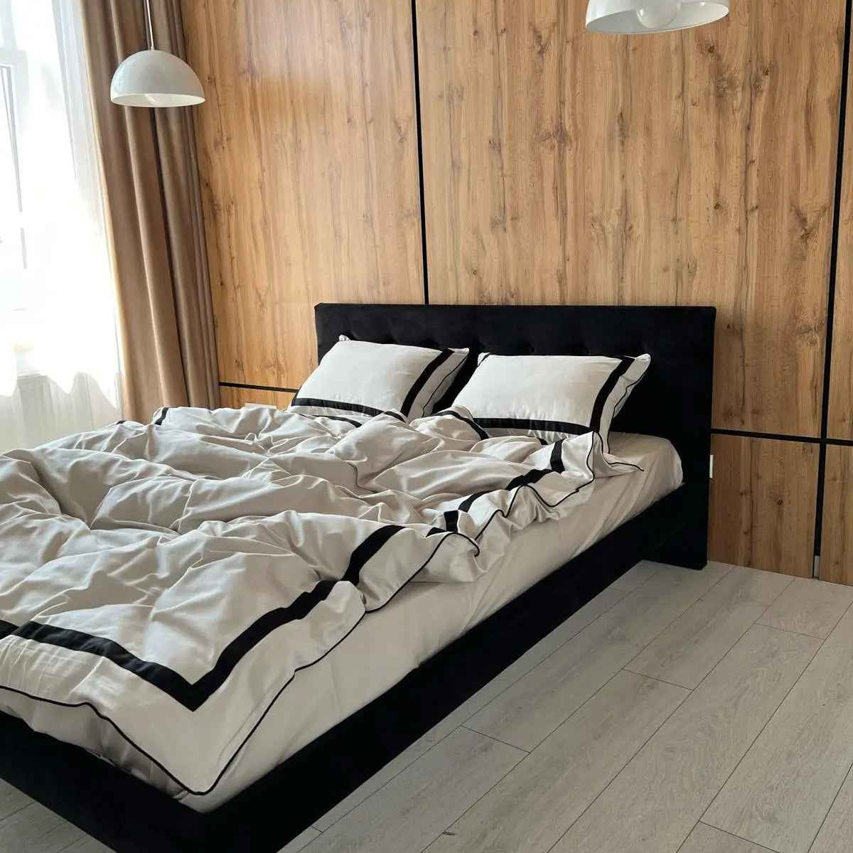 Pościel z Merceryzowanej Satyny – Classic Czarny & Biały, 100% Bawełna Turecka, 145 g/m², Edycja Exclusive