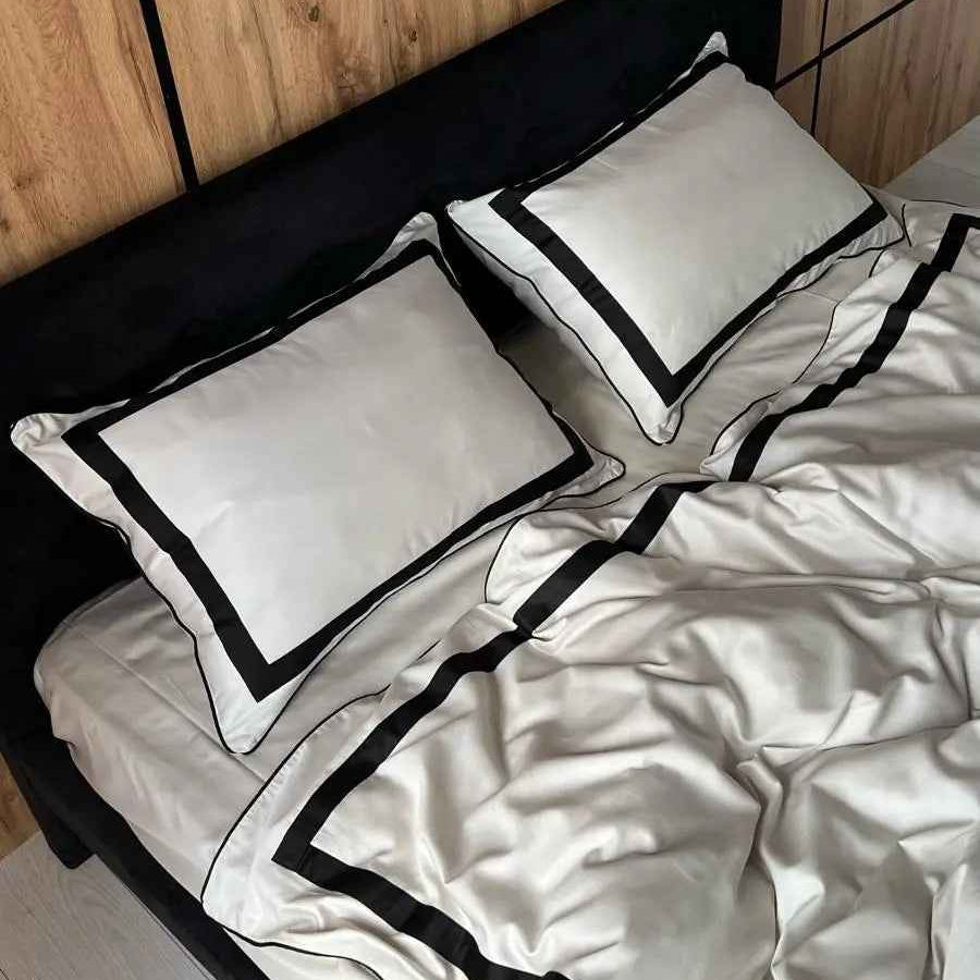 Pościel z Merceryzowanej Satyny – Classic Czarny & Biały, 100% Bawełna Turecka, 145 g/m², Edycja Exclusive