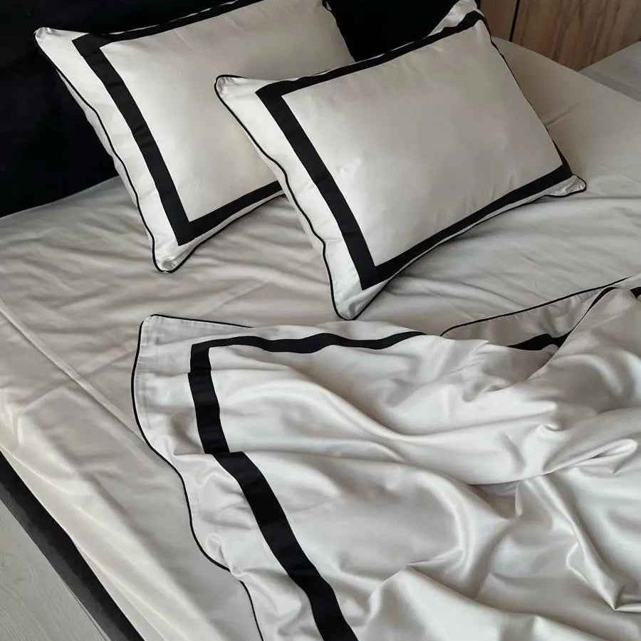 Pościel z Merceryzowanej Satyny – Classic Czarny & Biały, 100% Bawełna Turecka, 145 g/m², Edycja Exclusive