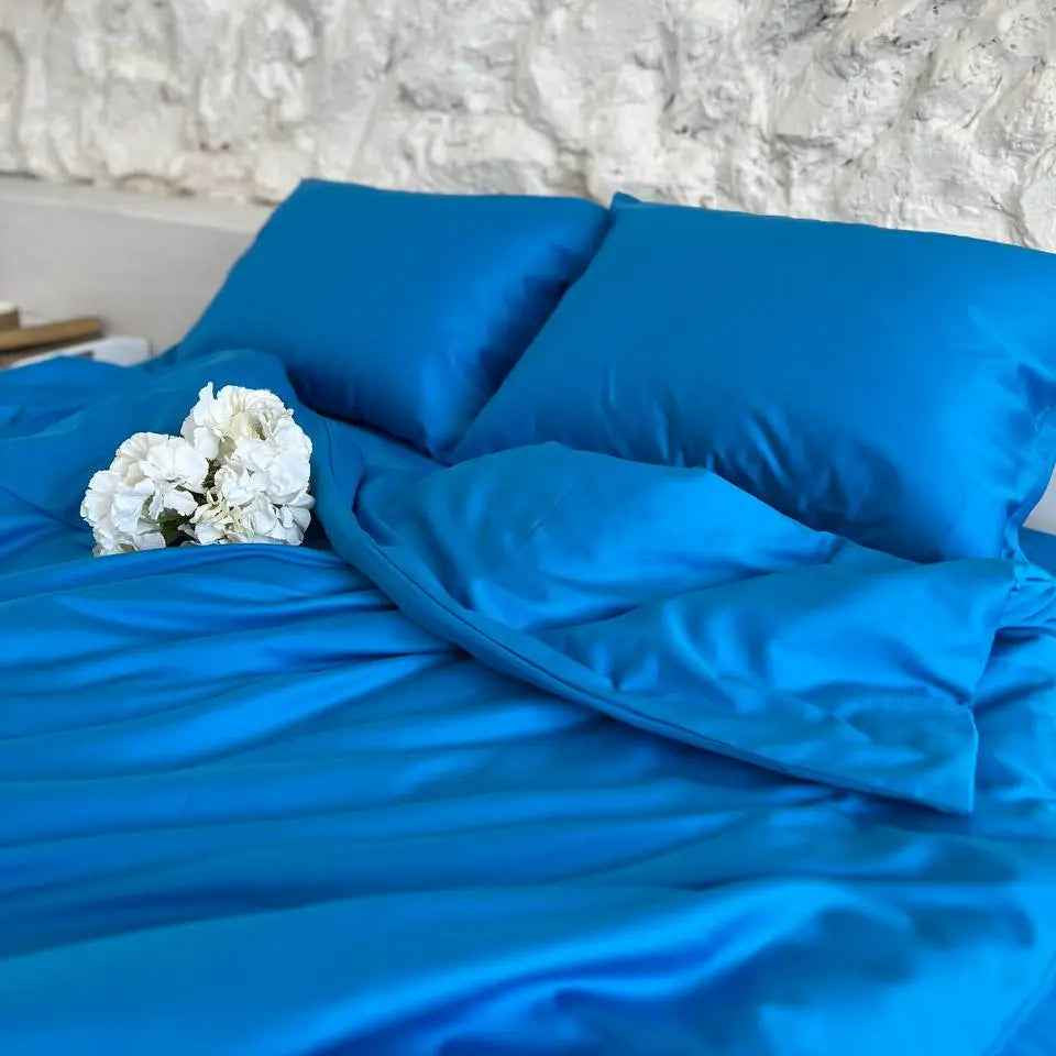 Pościel Satynowa Jasnoniebieska – 100% Bawełna Turecka, 140g, Naturalna Elegancja