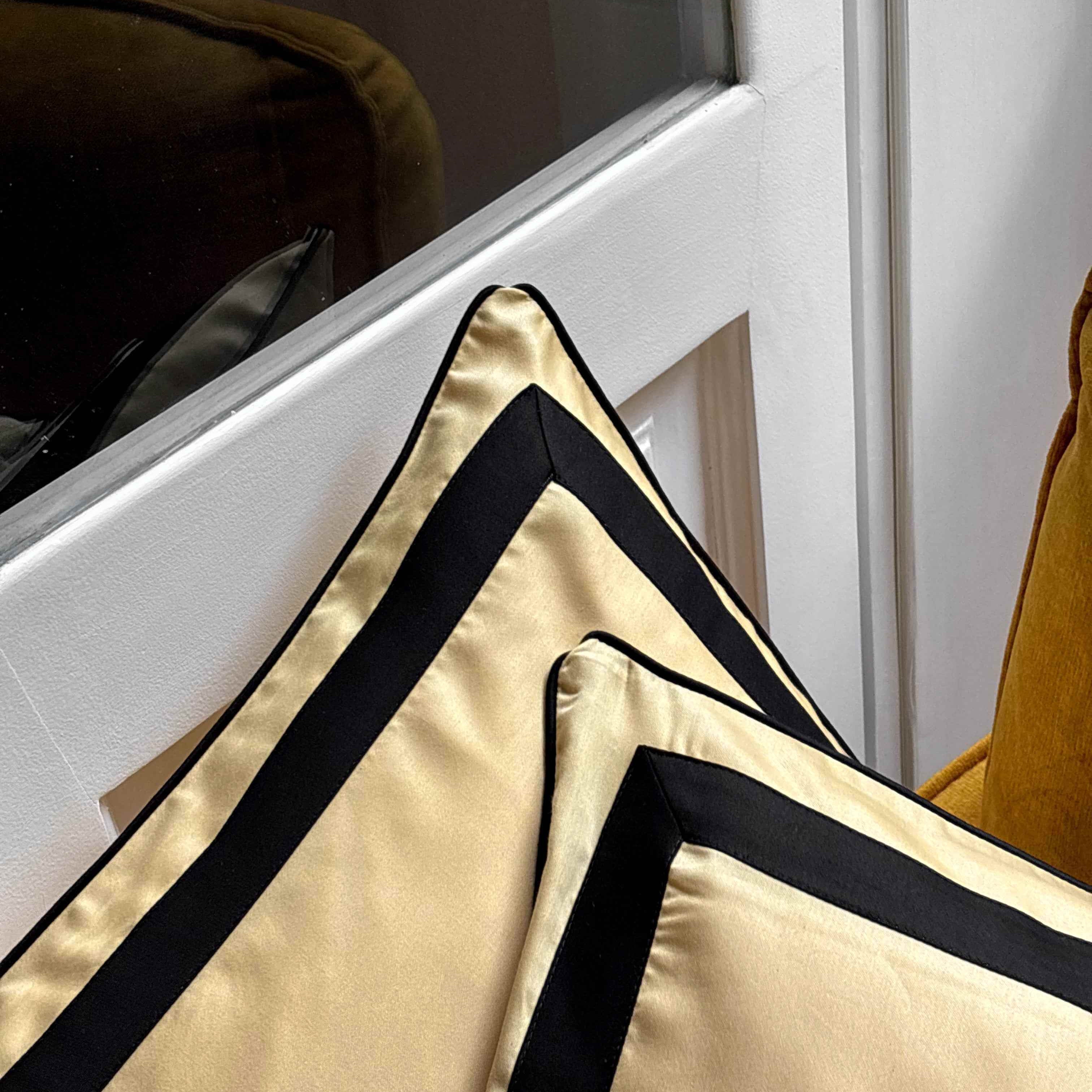 Pościel z Merceryzowanej Satyny – Jasnożółty & Czarny ,100% Bawełna Turecka, 140 g/m², Edycja Exclusive