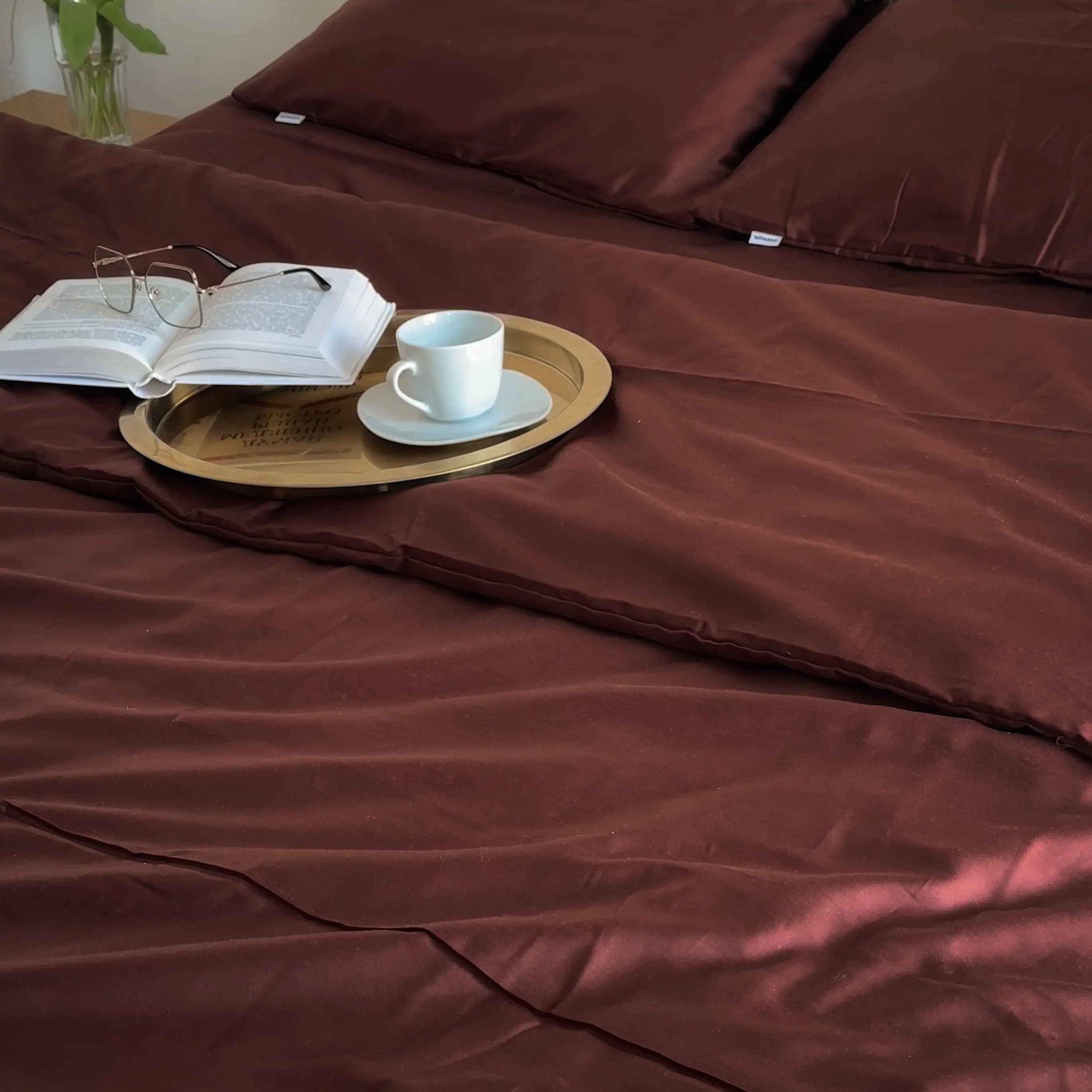 Pościel Satynowa Czekoladowa – 100% Bawełna Turecka, 140g, Luksusowa Jakość