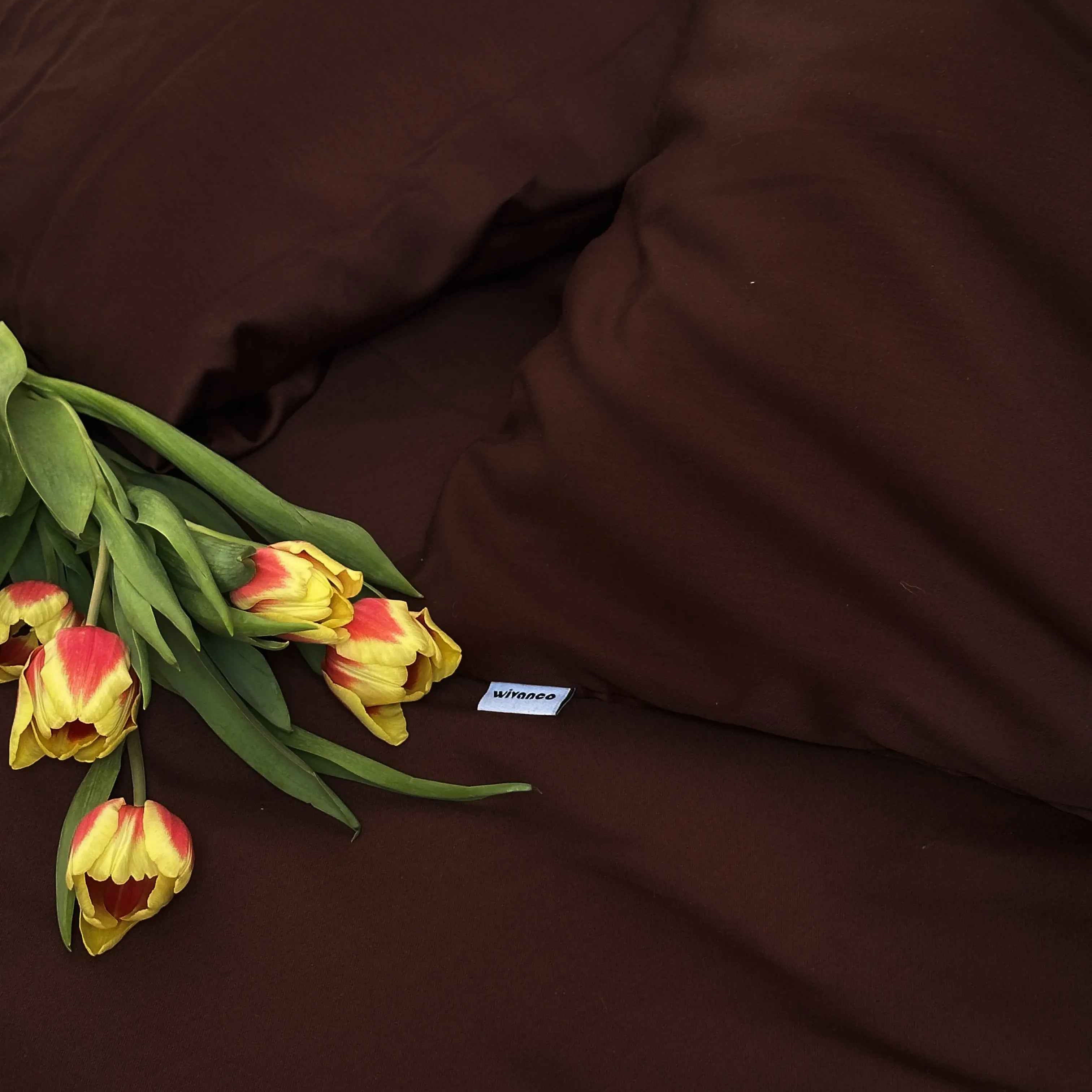 Pościel Satynowa Czekoladowa – 100% Bawełna Turecka, 140g, Luksusowa Jakość