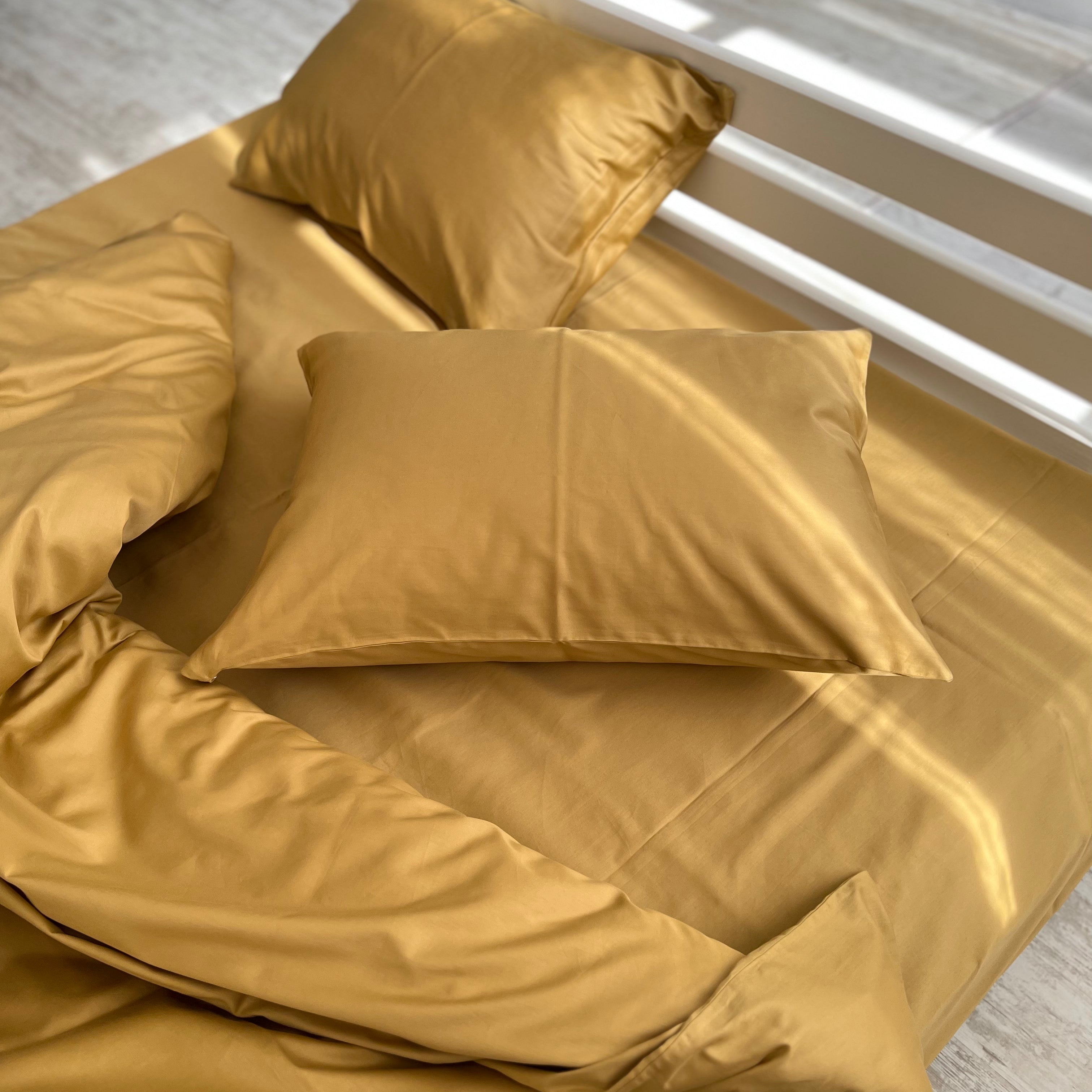 luksusowa pościel satynowaPościel Satynowa Musztardowa – 100% Bawełna Turecka, 140g, Luksus Hotelowy - Wivanco Bedding