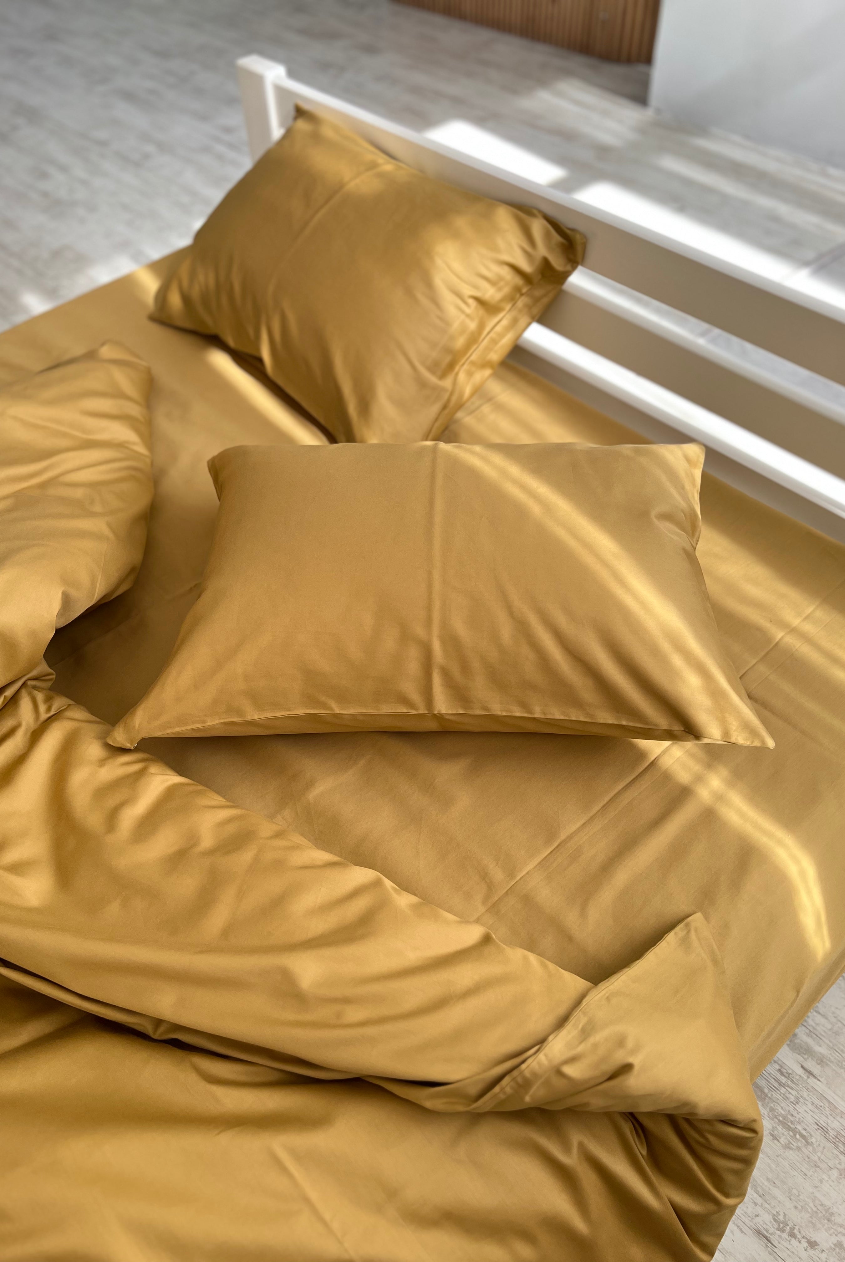 luksusowa pościel satynowaPościel Satynowa Musztardowa – 100% Bawełna Turecka, 140g, Luksus Hotelowy - Wivanco Bedding