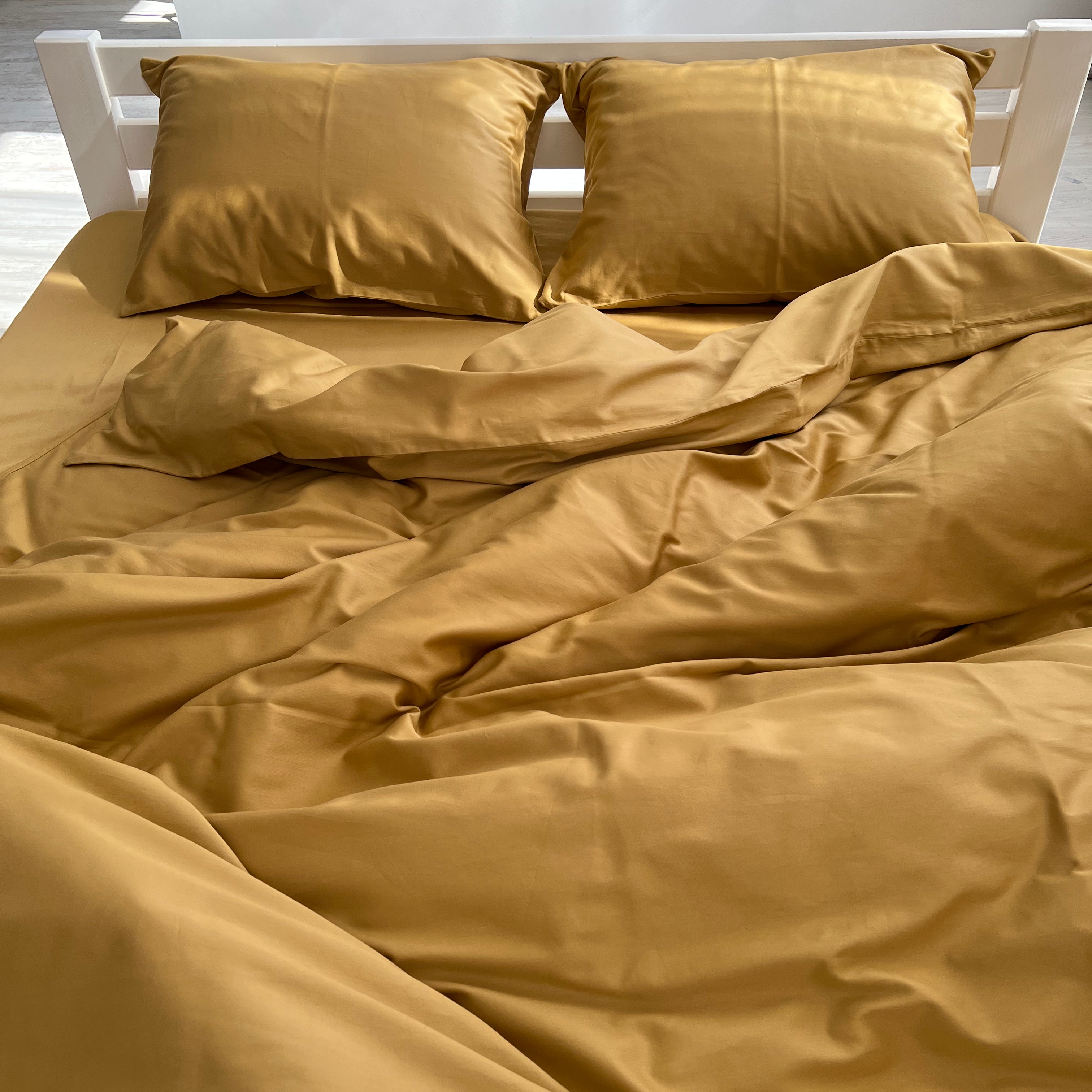 luksusowa pościel satynowaPościel Satynowa Musztardowa – 100% Bawełna Turecka, 140g, Luksus Hotelowy - Wivanco Bedding