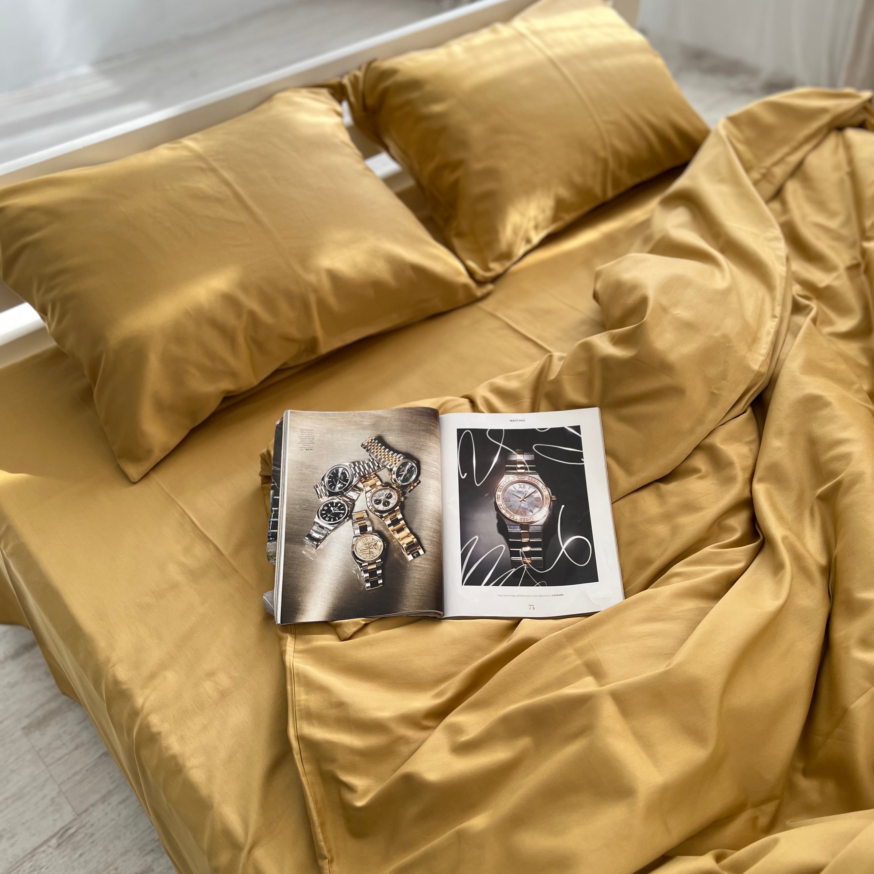 luksusowa pościel satynowaPościel Satynowa Musztardowa – 100% Bawełna Turecka, 140g, Luksus Hotelowy - Wivanco Bedding