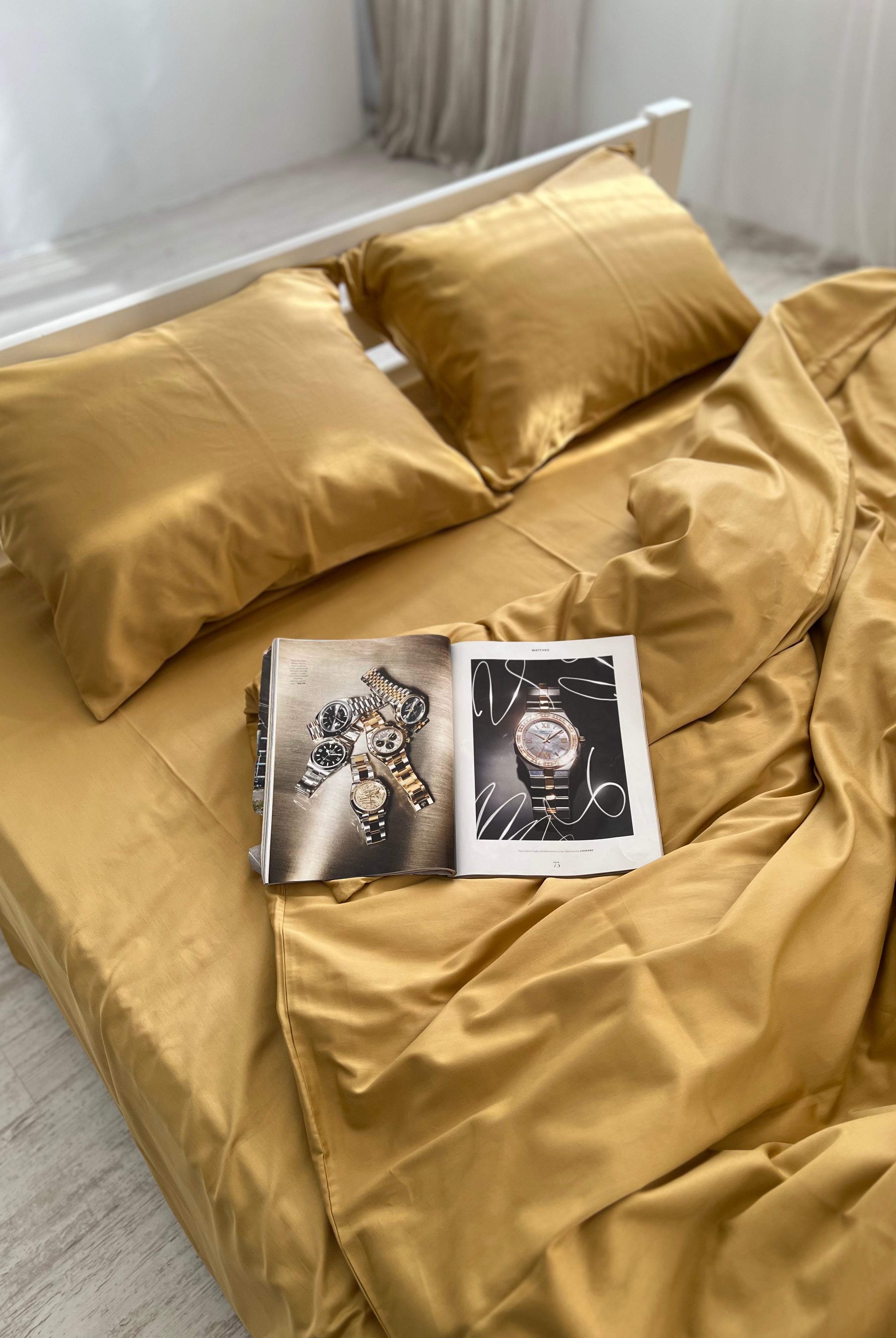 luksusowa pościel satynowaPościel Satynowa Musztardowa – 100% Bawełna Turecka, 140g, Luksus Hotelowy - Wivanco Bedding