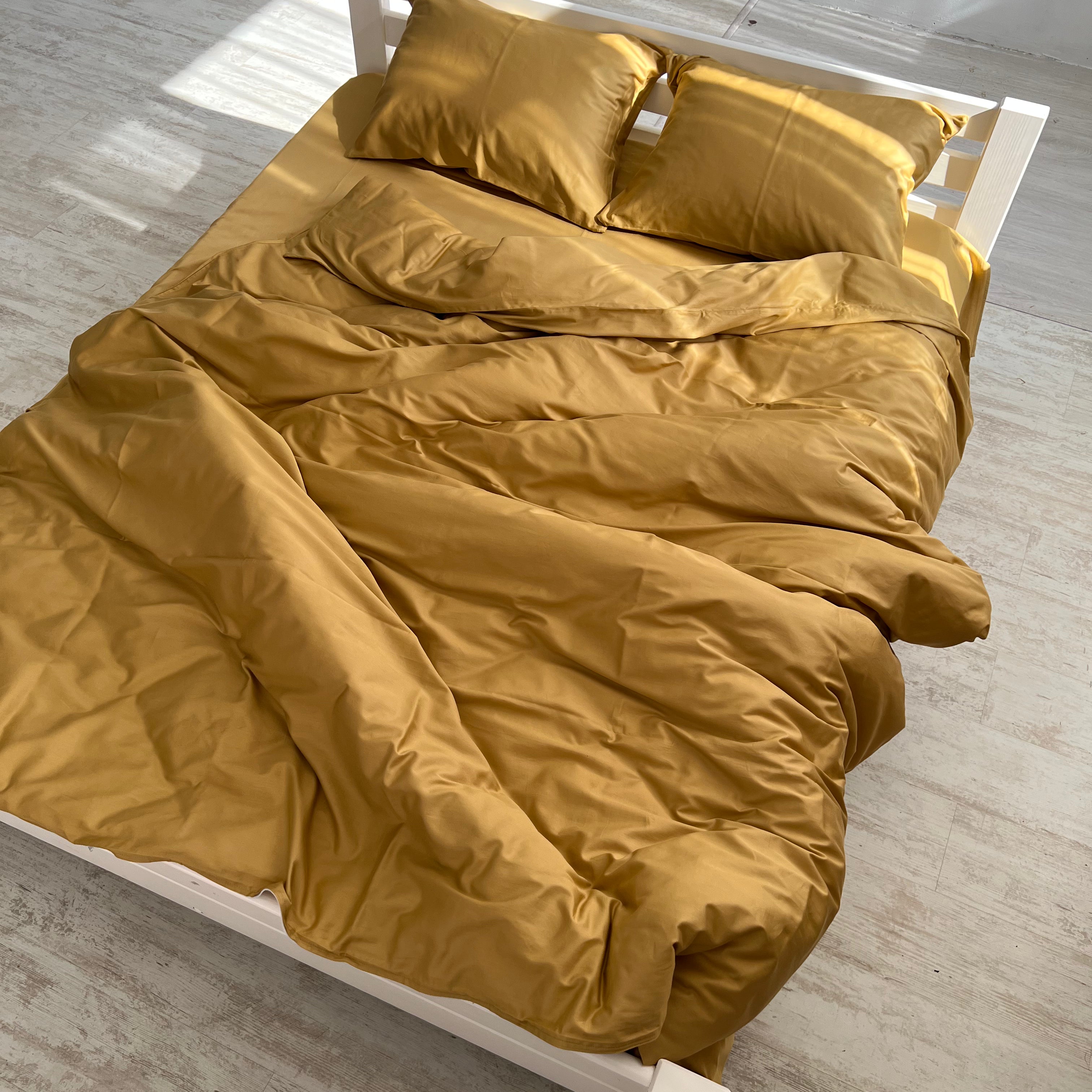 luksusowa pościel satynowaPościel Satynowa Musztardowa – 100% Bawełna Turecka, 140g, Luksus Hotelowy - Wivanco Bedding