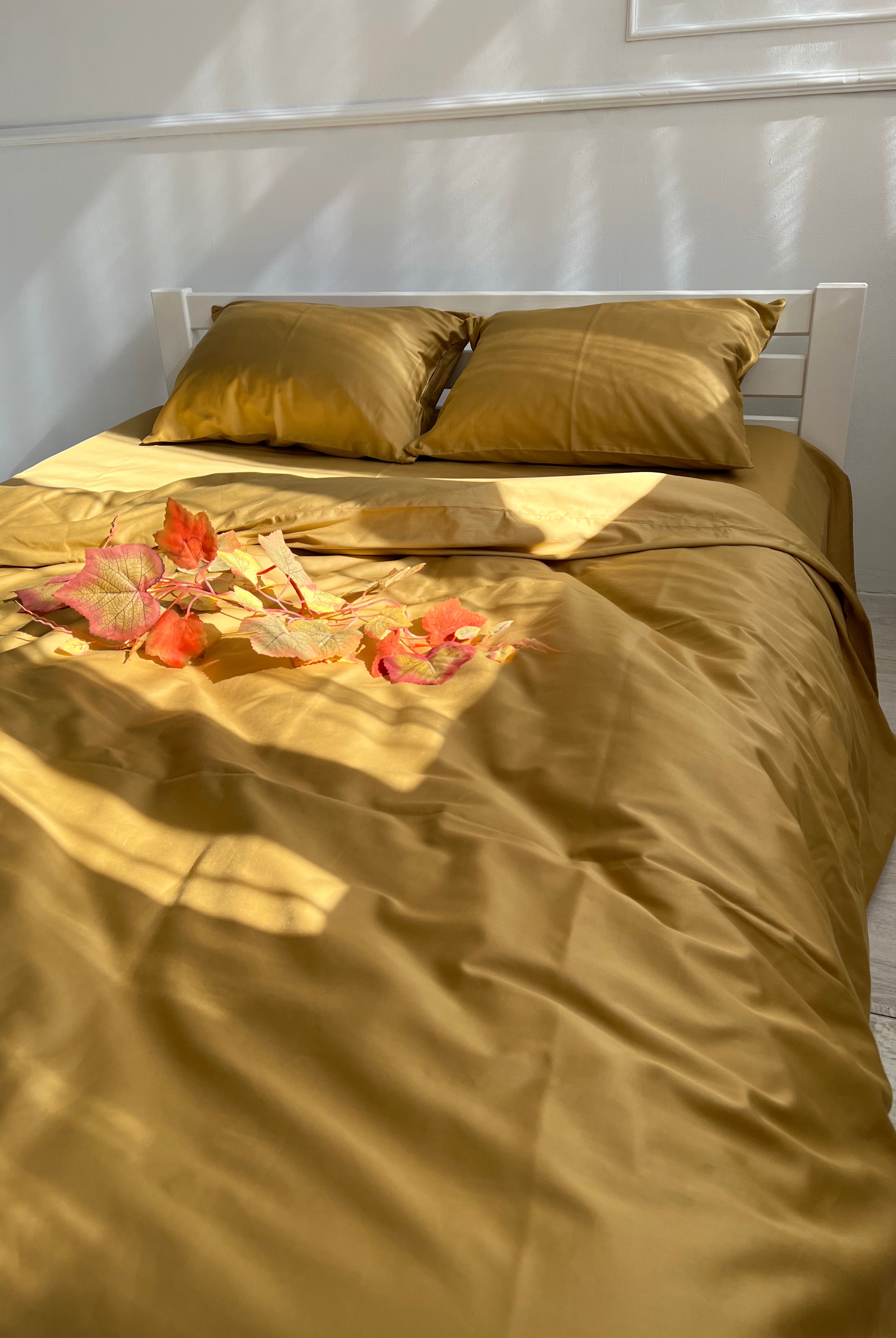 luksusowa pościel satynowaPościel Satynowa Musztardowa – 100% Bawełna Turecka, 140g, Luksus Hotelowy - Wivanco Bedding