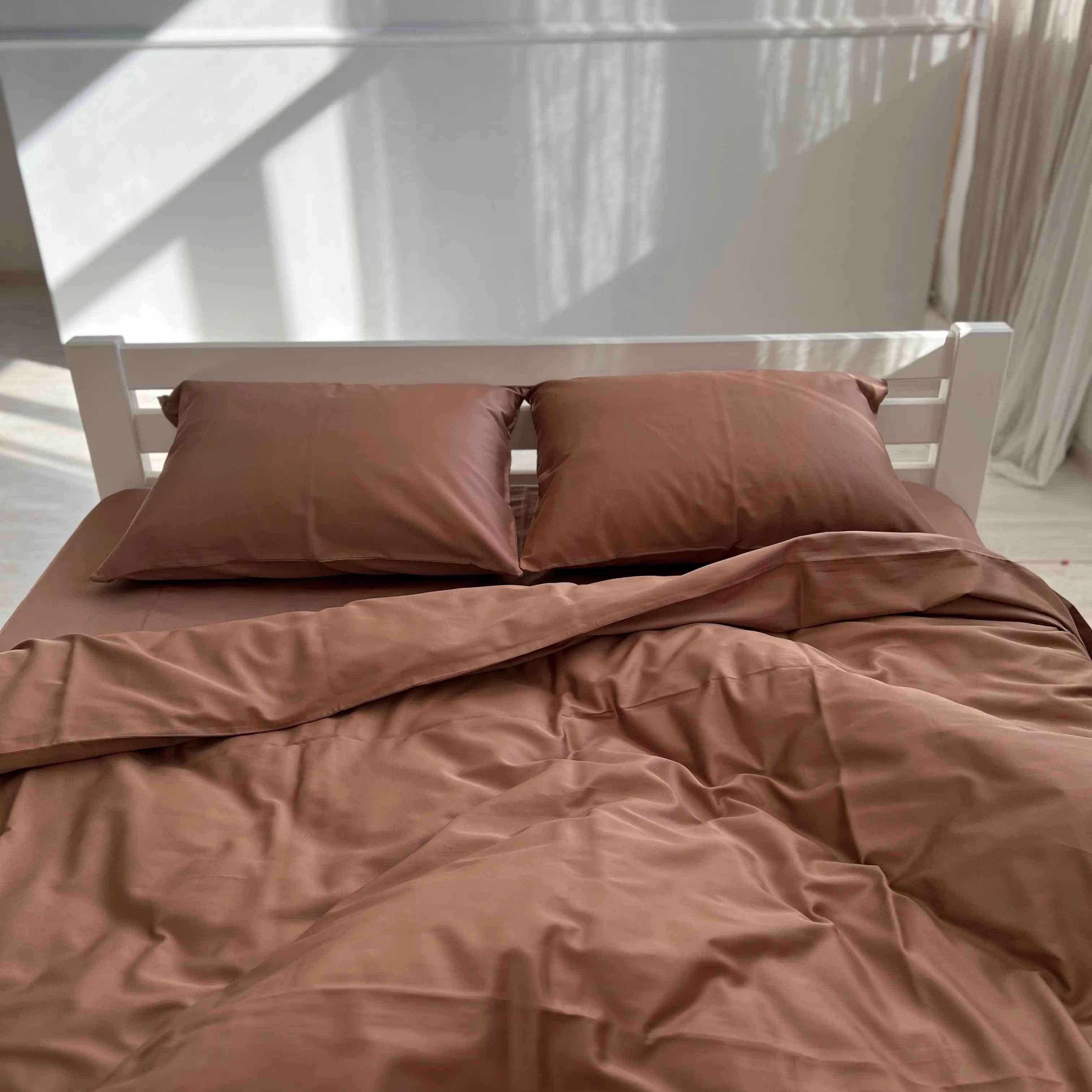 Pościel Satynowa Kolor Miedziany – 100% Bawełna Turecka, 140g, Luksus Hotelowy