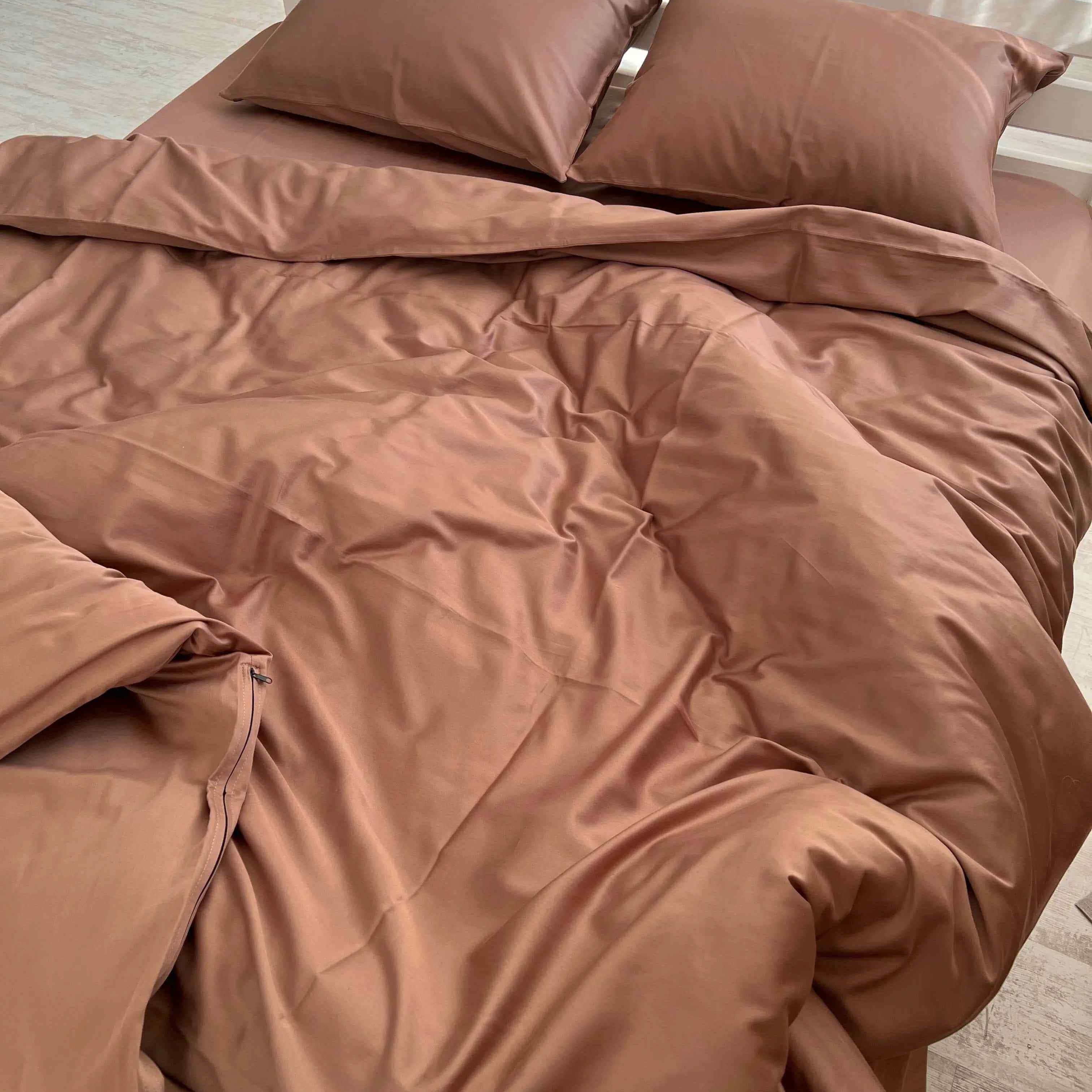 Pościel Satynowa Kolor Miedziany – 100% Bawełna Turecka, 140g, Luksus Hotelowy