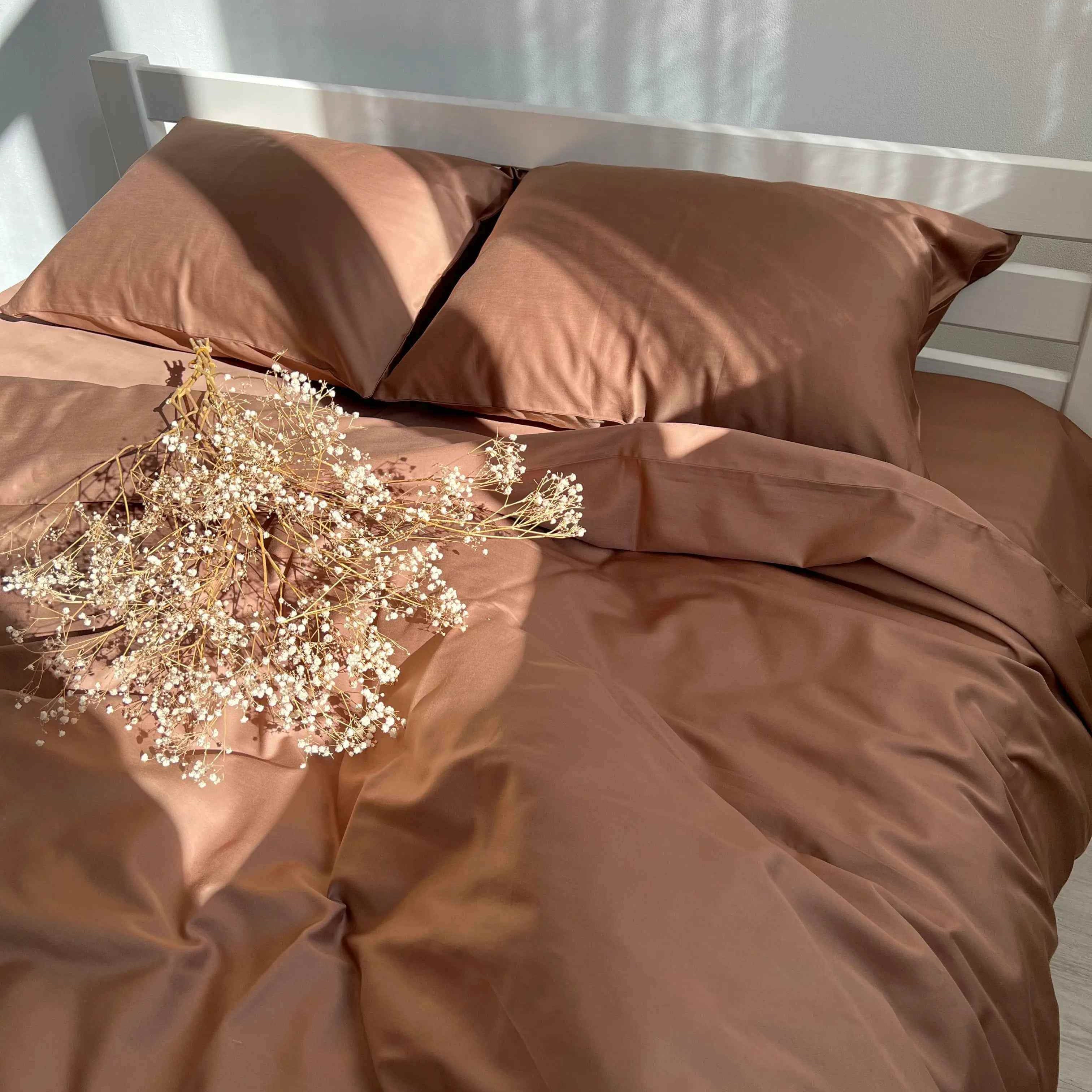 Pościel Satynowa Kolor Miedziany – 100% Bawełna Turecka, 140g, Luksus Hotelowy