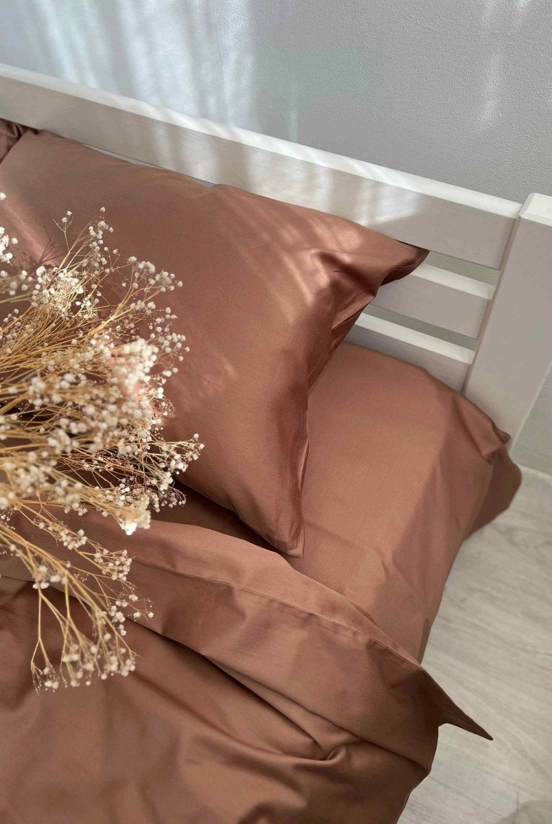 Pościel Satynowa Kolor Miedziany – 100% Bawełna Turecka, 140g, Luksus Hotelowy