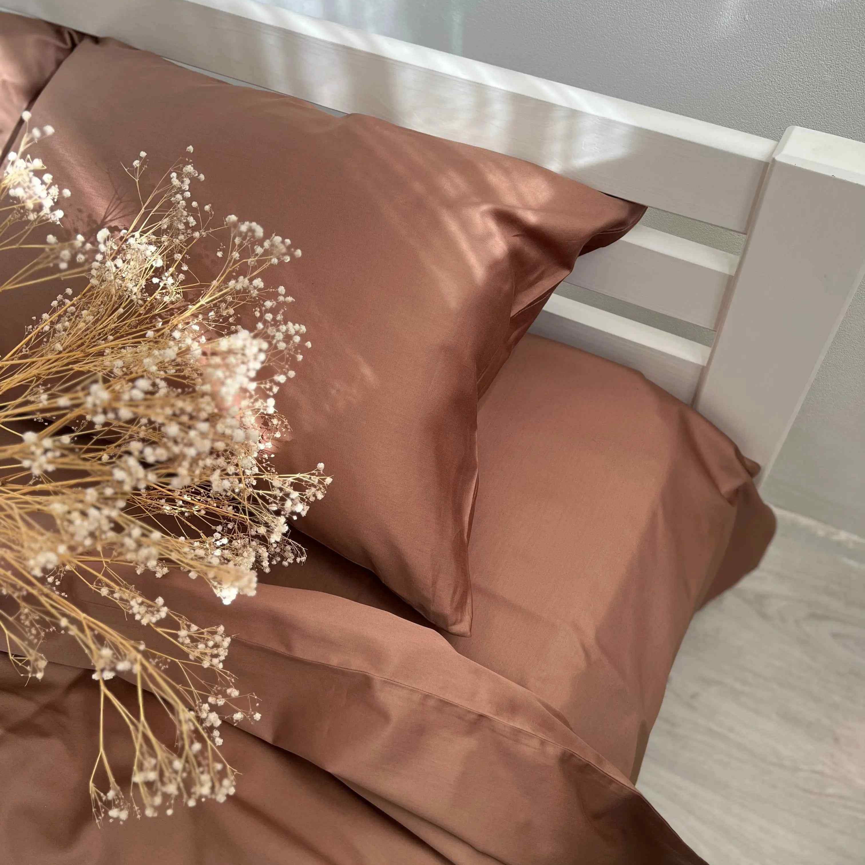 Pościel Satynowa Kolor Miedziany – 100% Bawełna Turecka, 140g, Luksus Hotelowy