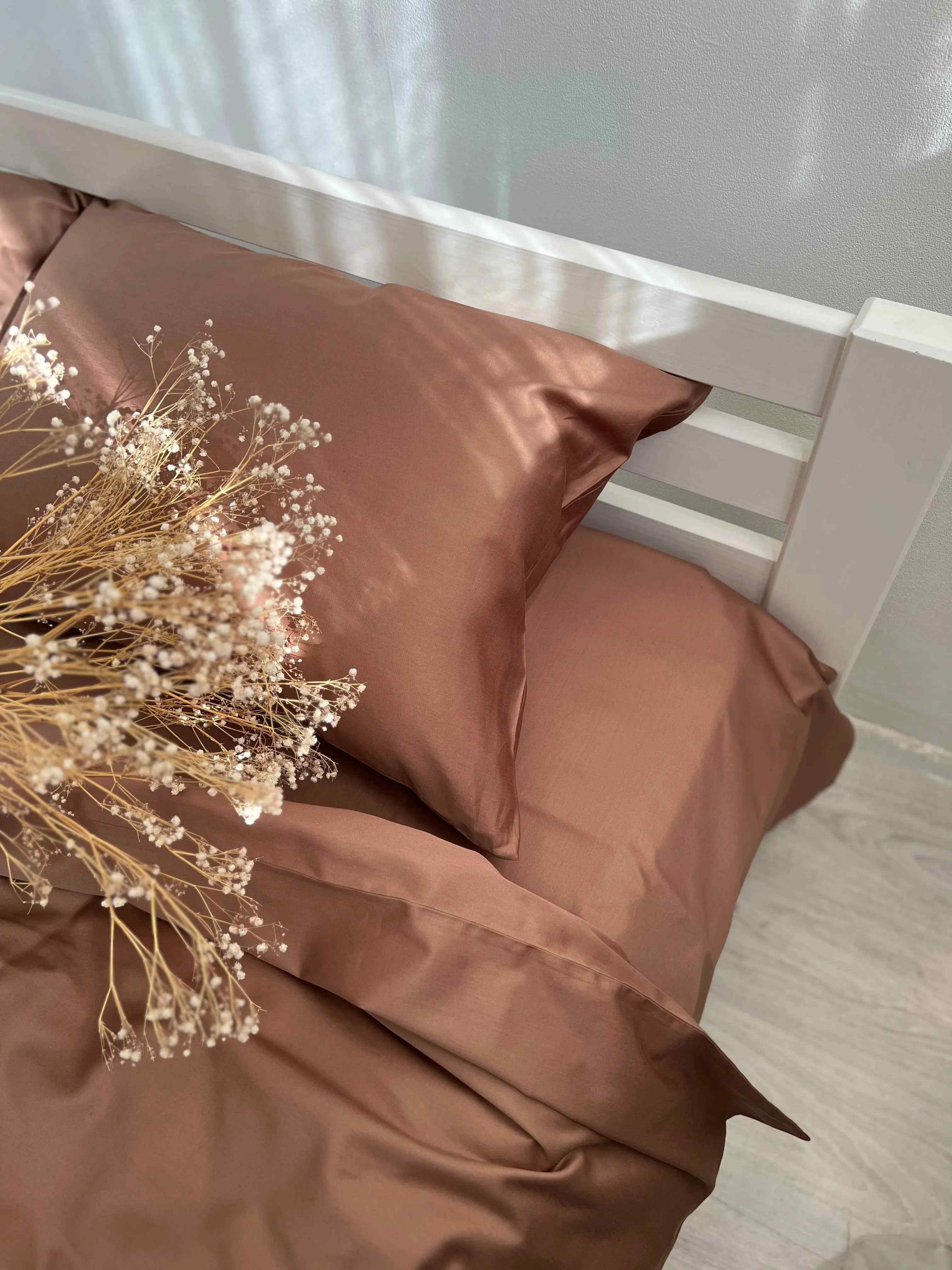 Pościel Satynowa Kolor Miedziany – 100% Bawełna Turecka, 140g, Luksus Hotelowy