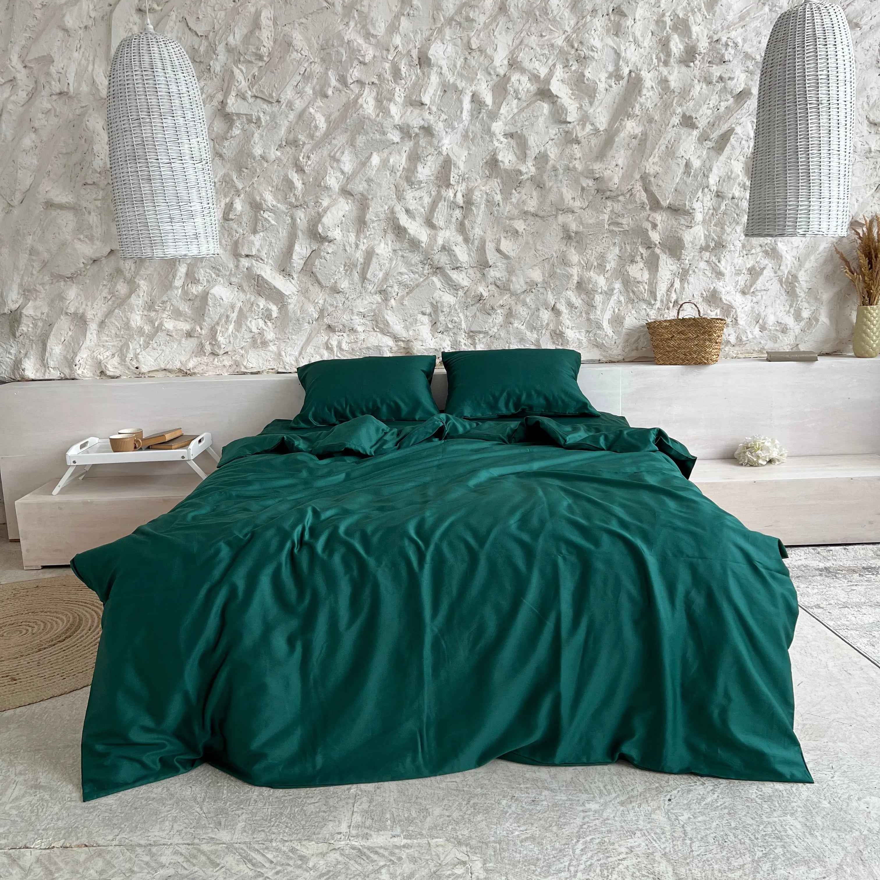 Pościel Satynowa Ciemnozielona – 100% Bawełna Turecka, 140g, Naturalna Elegancja