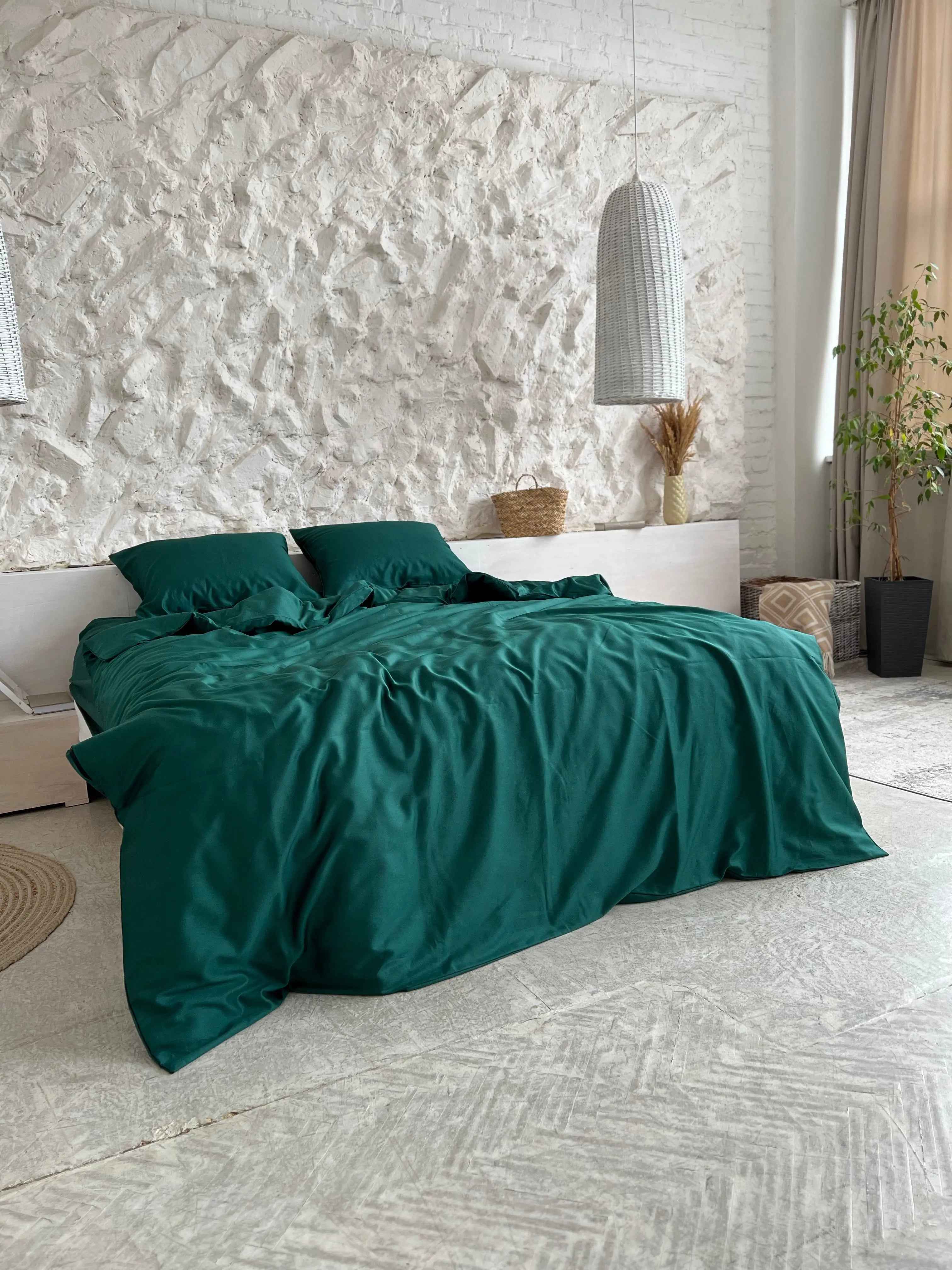 Pościel Satynowa Ciemnozielona – 100% Bawełna Turecka, 140g, Naturalna Elegancja