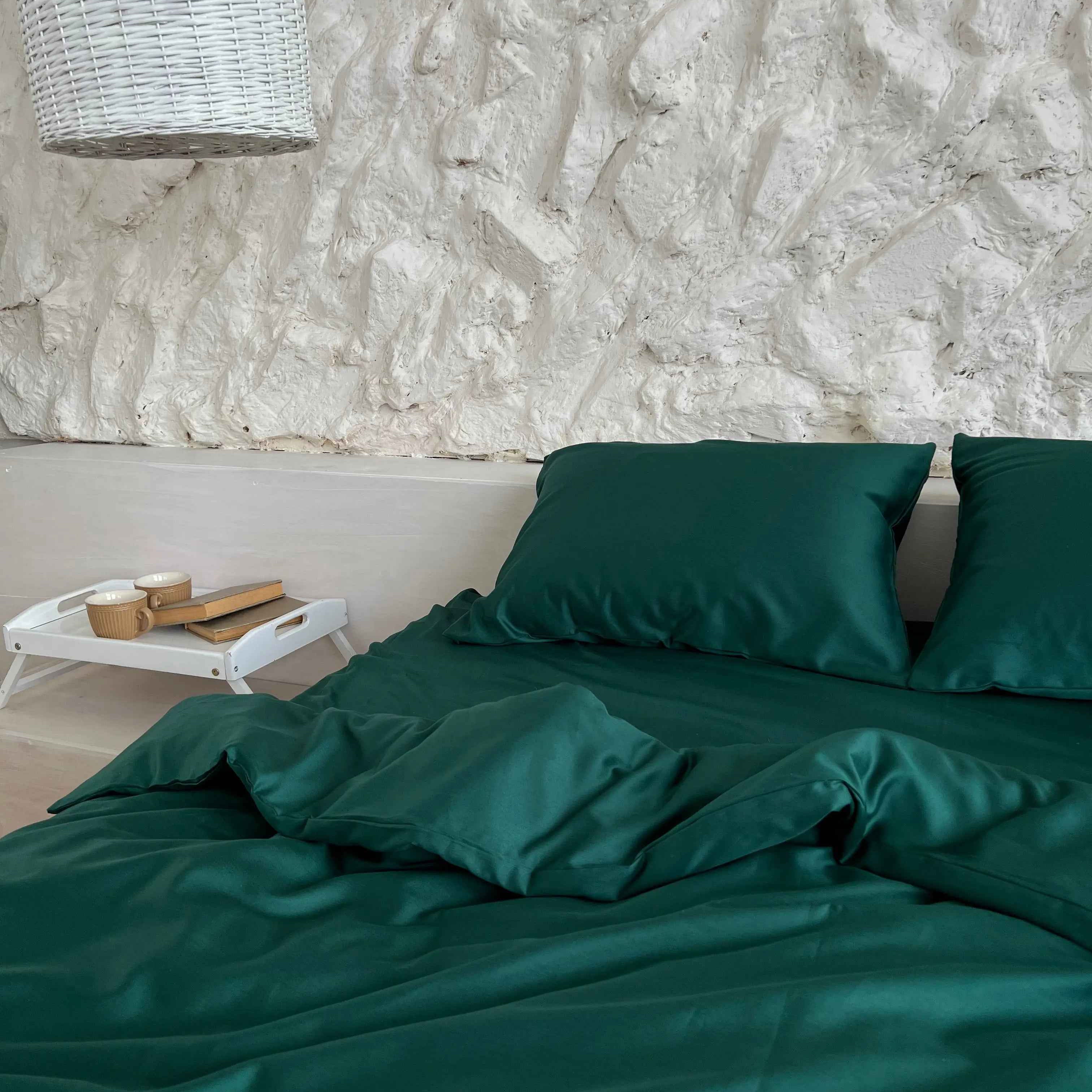 Pościel Satynowa Ciemnozielona – 100% Bawełna Turecka, 140g, Naturalna Elegancja