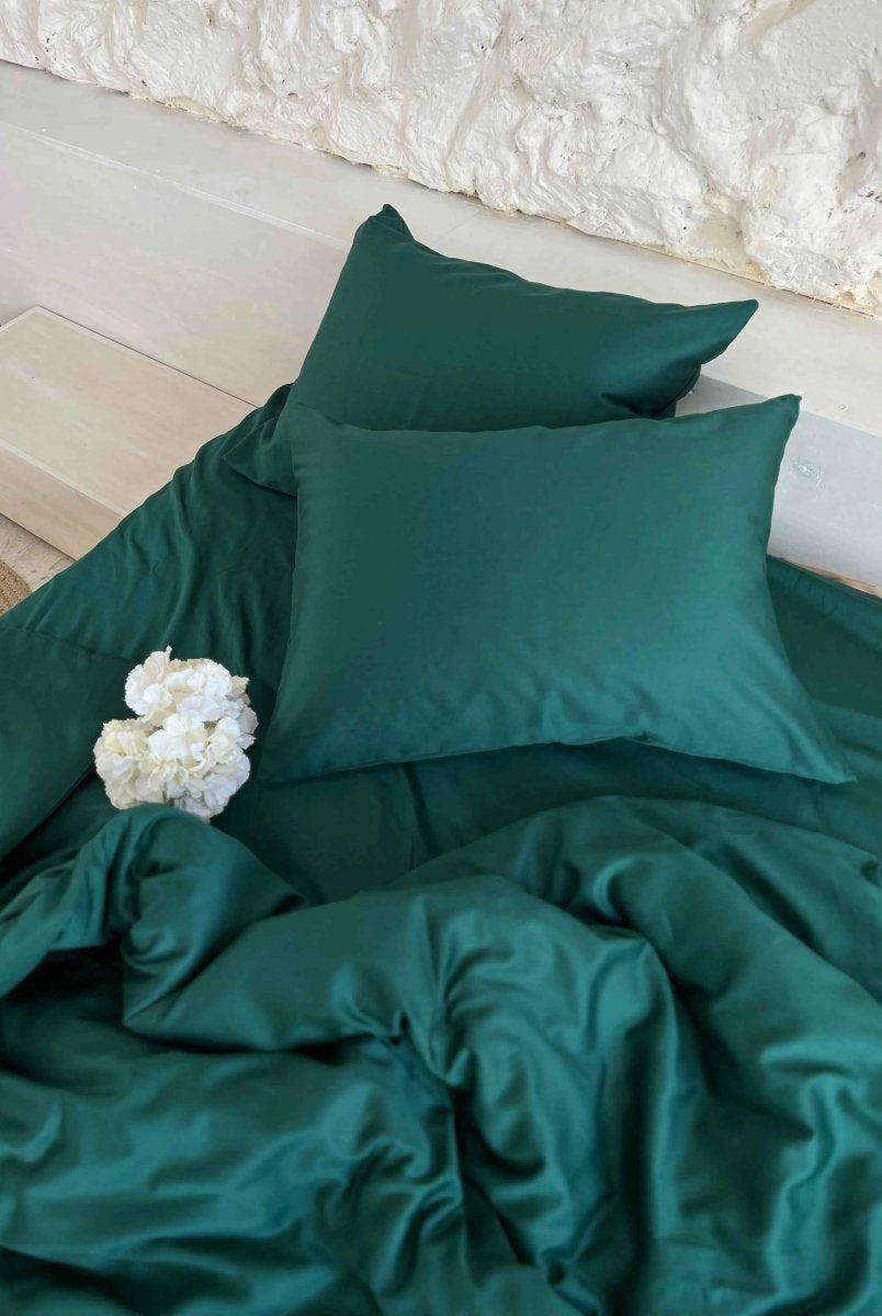 Pościel Satynowa Ciemnozielona – 100% Bawełna Turecka, 140g, Naturalna Elegancja