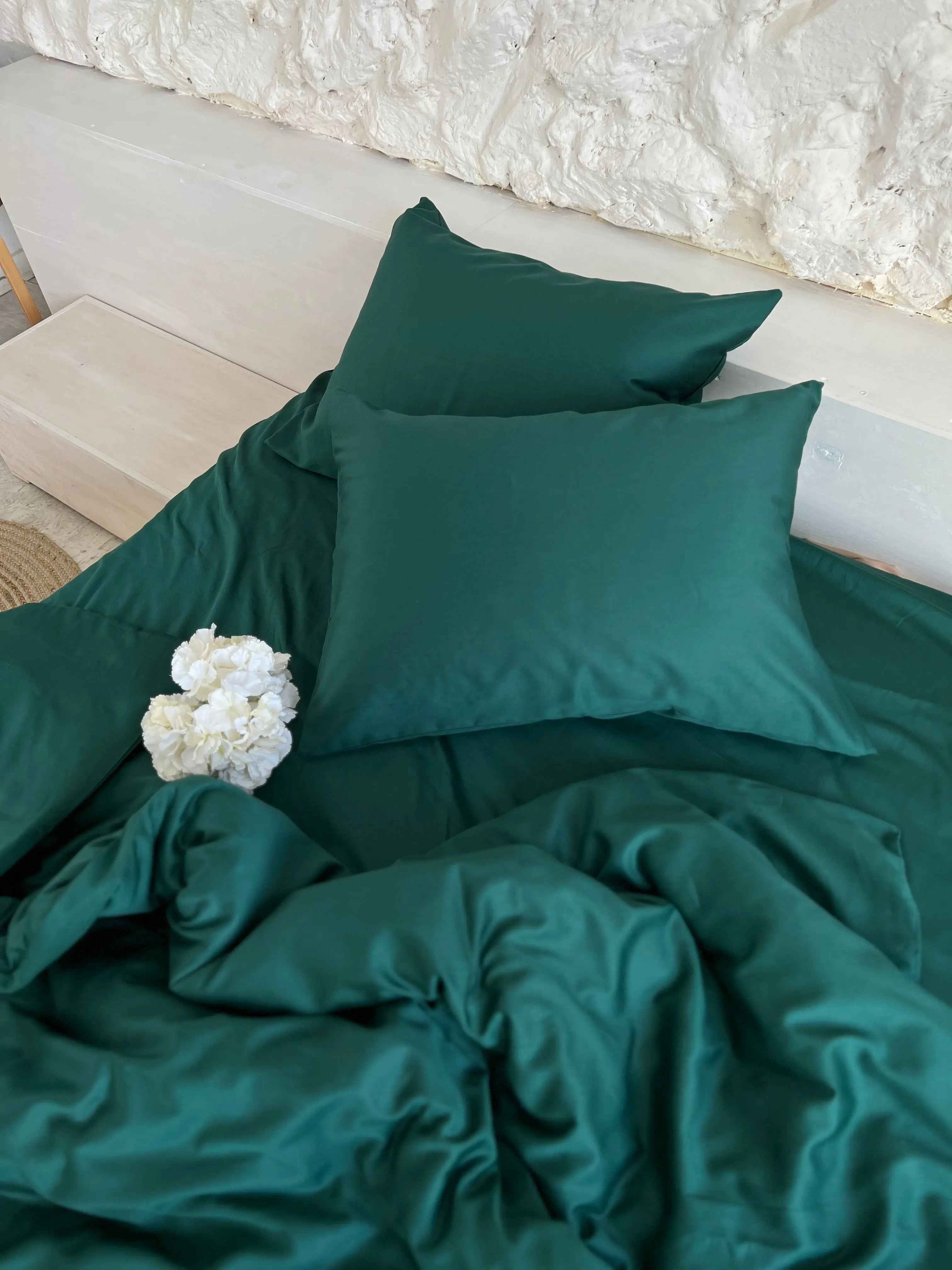 Pościel Satynowa Ciemnozielona – 100% Bawełna Turecka, 140g, Naturalna Elegancja