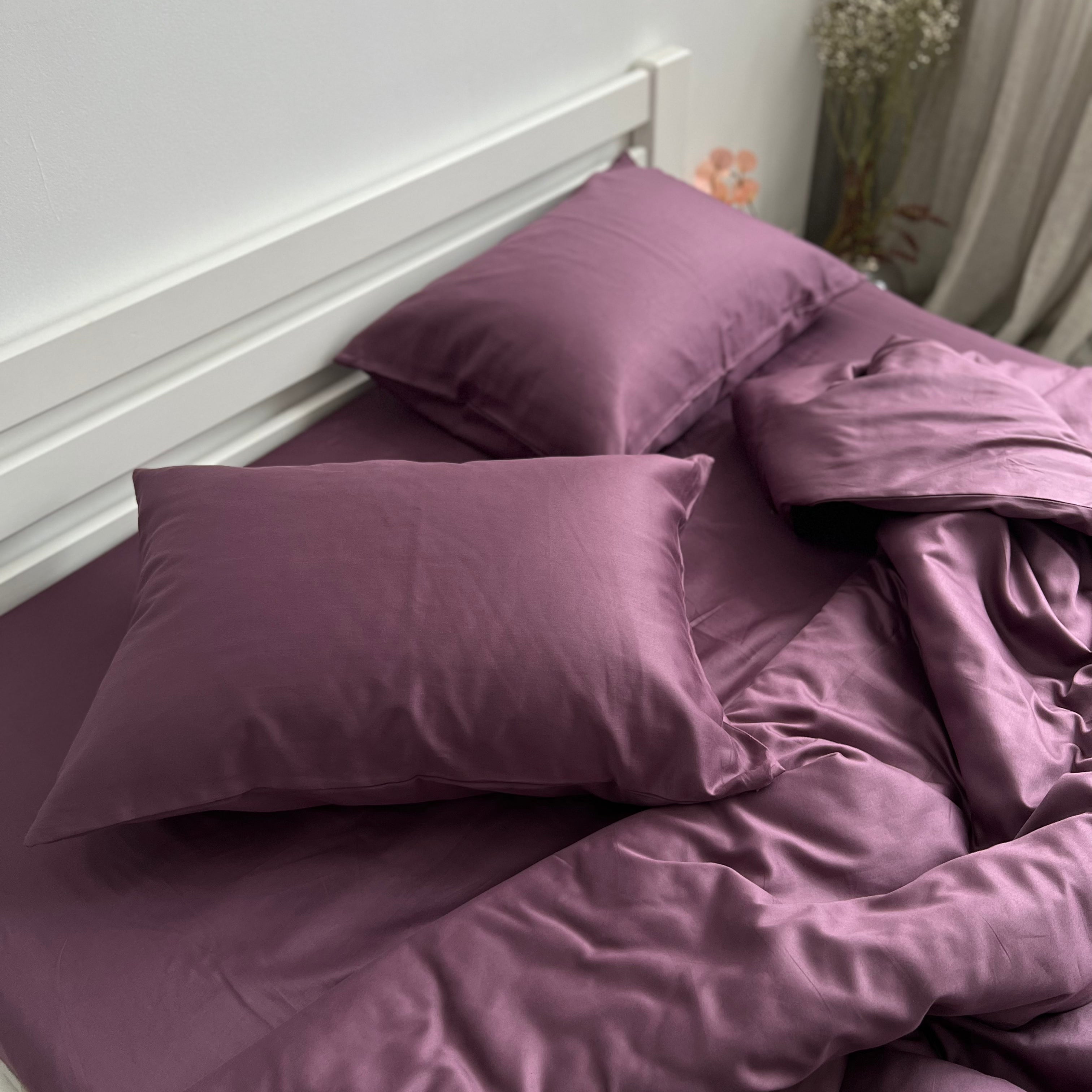 luksusowa pościel satynowaPościel Satynowa Bakłażanowa – 100% Bawełna Turecka, 140g, Luksusowa Jakość - Wivanco Bedding