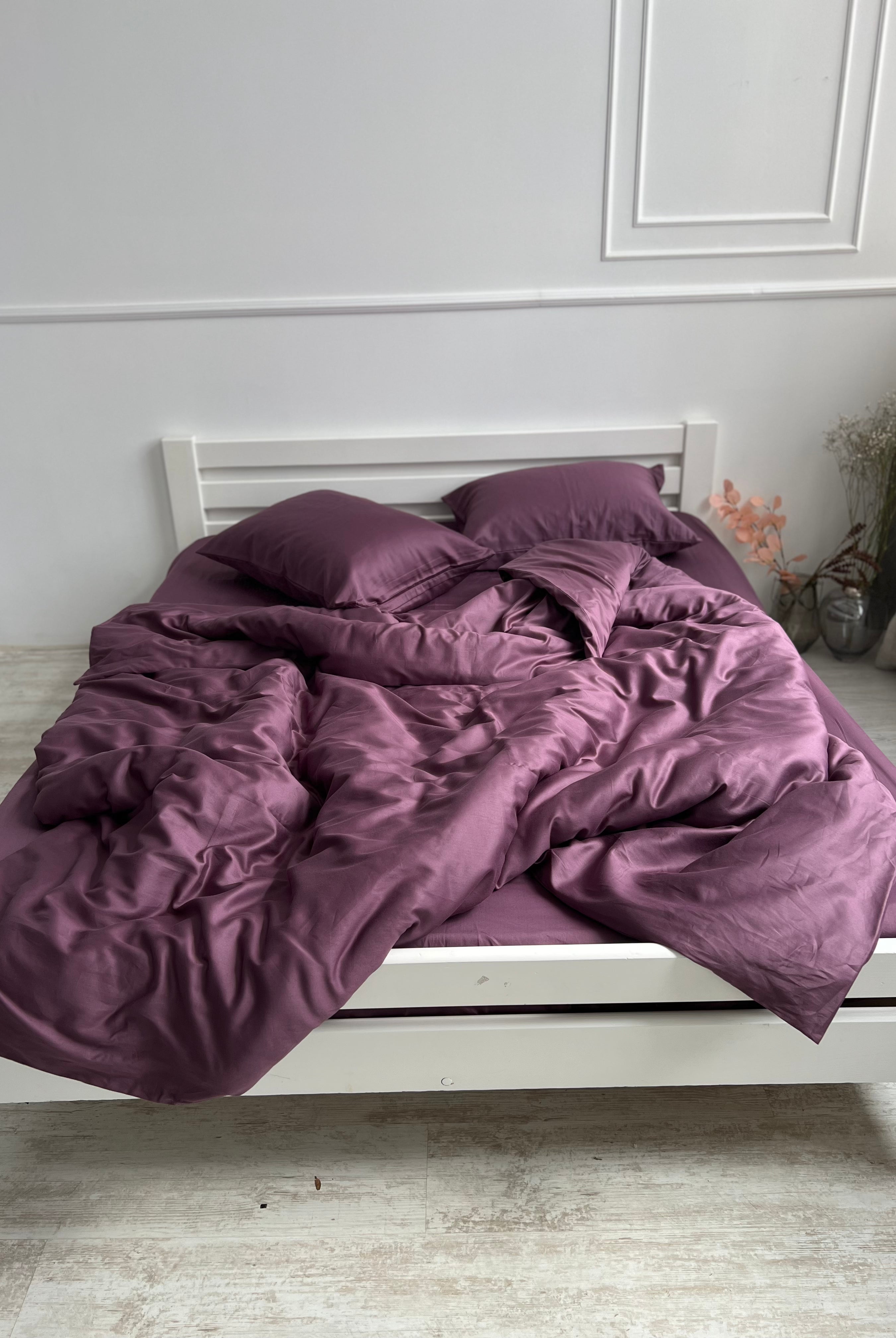 luksusowa pościel satynowaPościel Satynowa Bakłażanowa – 100% Bawełna Turecka, 140g, Luksusowa Jakość - Wivanco Bedding