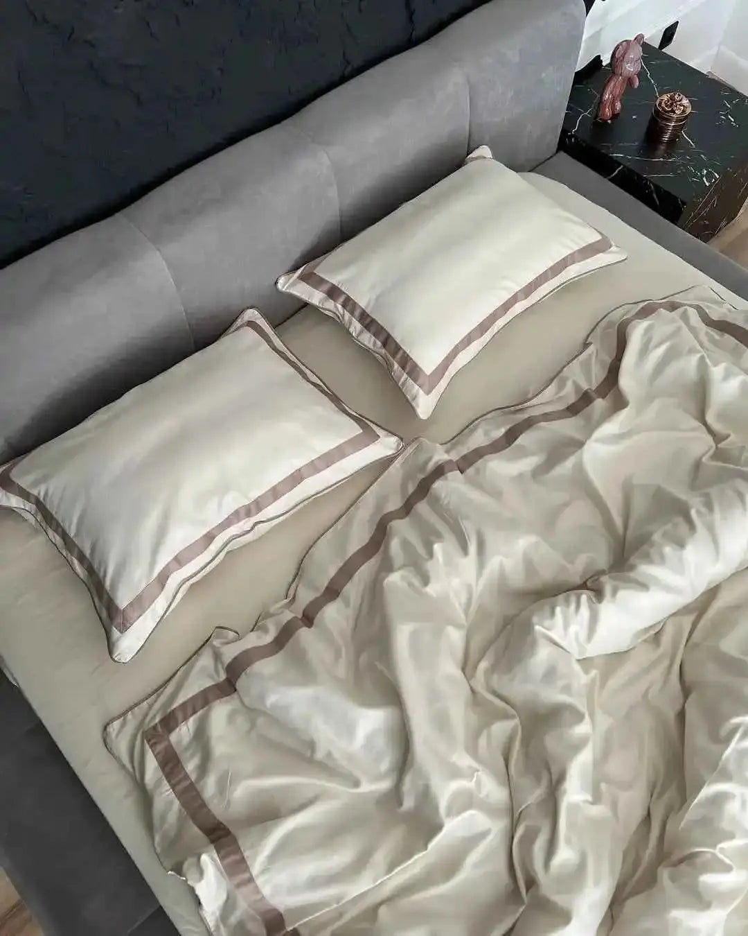 Pościel z Merceryzowanej Satyny – Champagne & Kakao, 100% Bawełna Turecka, 140 g/m², Edycja Exclusive Wivanco Bedding