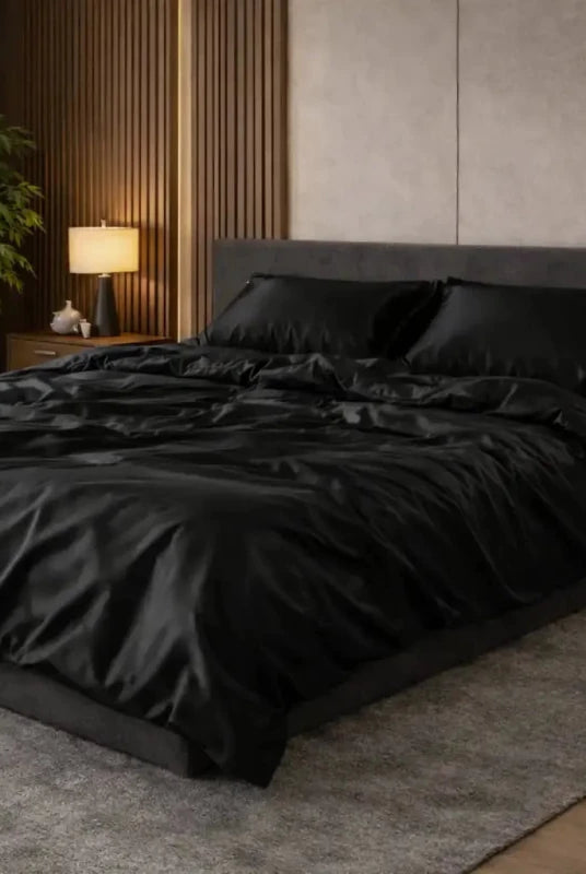 Pościel Satynowa Czarna – 100% Bawełna Turecka, 140g, Minimalistyczna Elegancja Wivanco Bedding