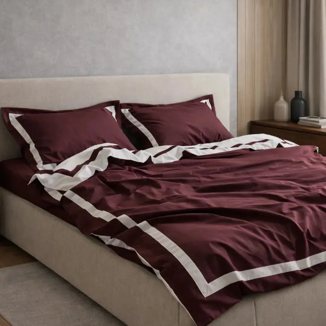 Pościel z Merceryzowanej Satyny – Brązowy & biały, 100% Bawełna Turecka, 140 g/m², Edycja Exclusive Wivanco Bedding