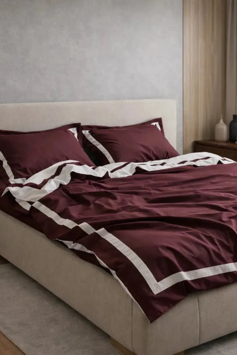 Pościel z Merceryzowanej Satyny – Brązowy & biały, 100% Bawełna Turecka, 140 g/m², Edycja Exclusive Wivanco Bedding