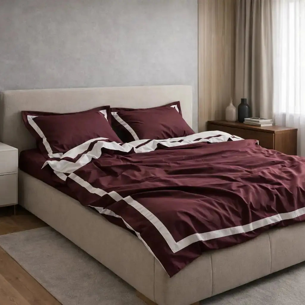 Pościel z Merceryzowanej Satyny – Brązowy & biały, 100% Bawełna Turecka, 140 g/m², Edycja Exclusive Wivanco Bedding