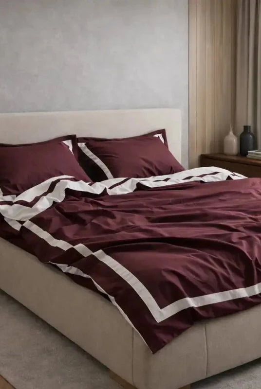 Pościel z Merceryzowanej Satyny – Brązowy & biały, 100% Bawełna Turecka, 140 g/m², Edycja Exclusive Wivanco Bedding