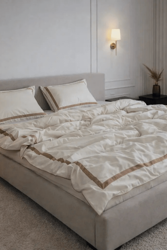 Pościel z Merceryzowanej Satyny – Champagne & Kakao, 100% Bawełna Turecka, 140 g/m², Edycja Exclusive Wivanco Bedding