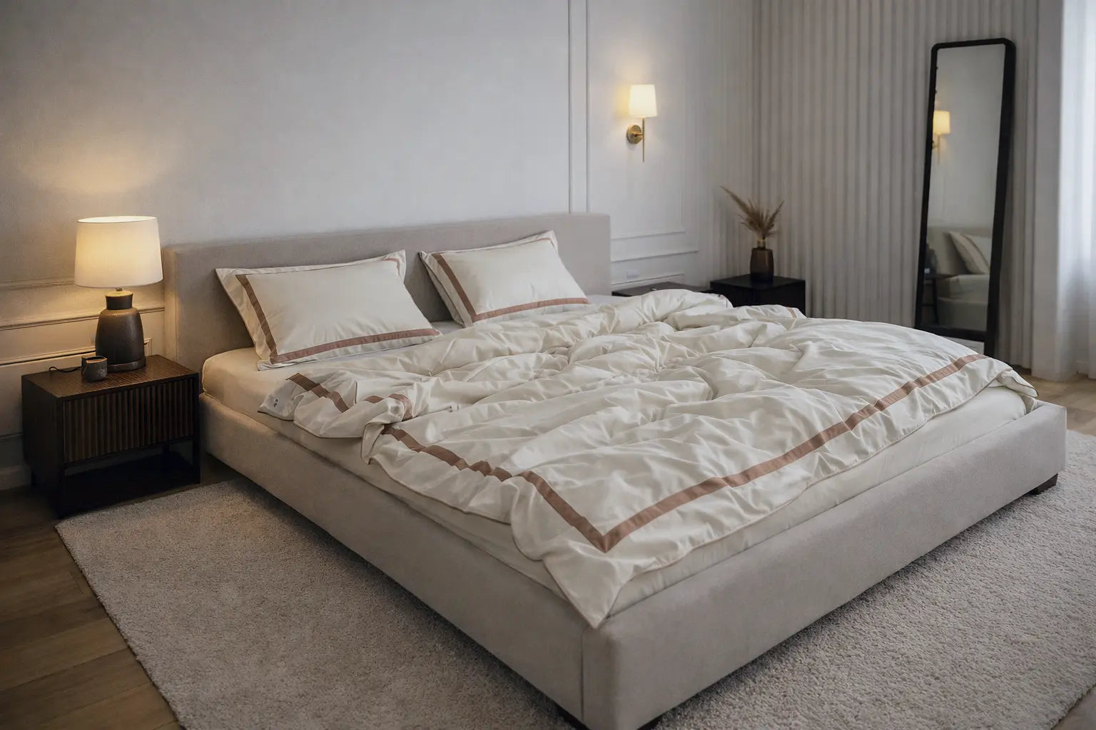 Pościel z Merceryzowanej Satyny – Champagne & Kakao, 100% Bawełna Turecka, 140 g/m², Edycja Exclusive Wivanco Bedding