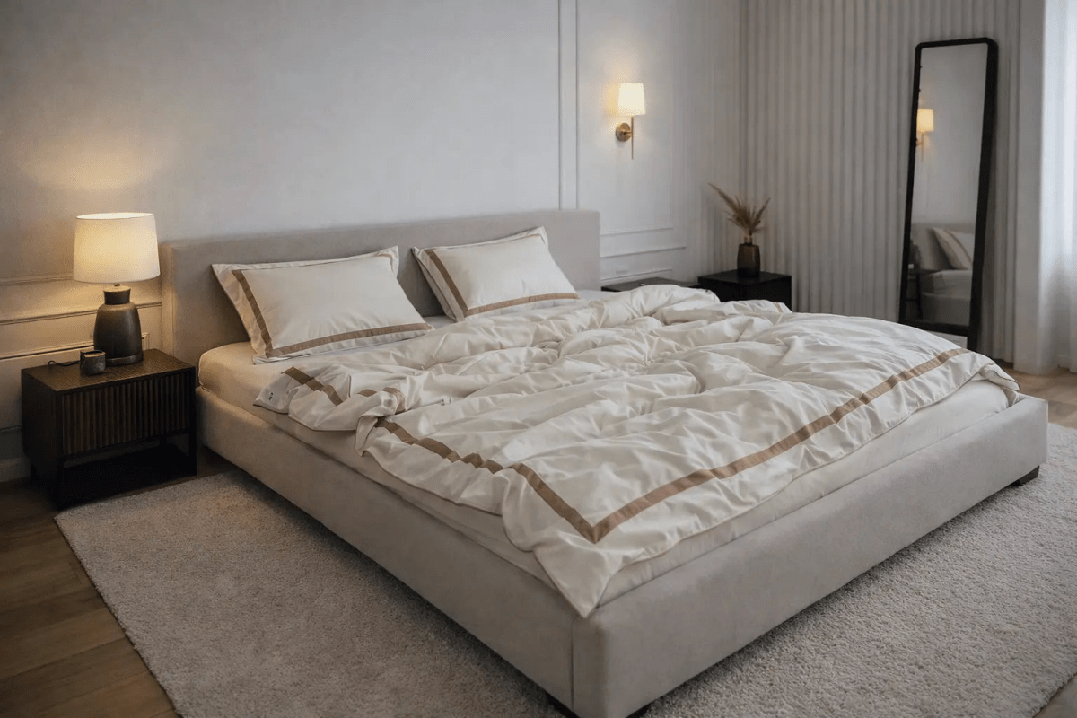 Pościel z Merceryzowanej Satyny – Champagne & Kakao, 100% Bawełna Turecka, 140 g/m², Edycja Exclusive Wivanco Bedding
