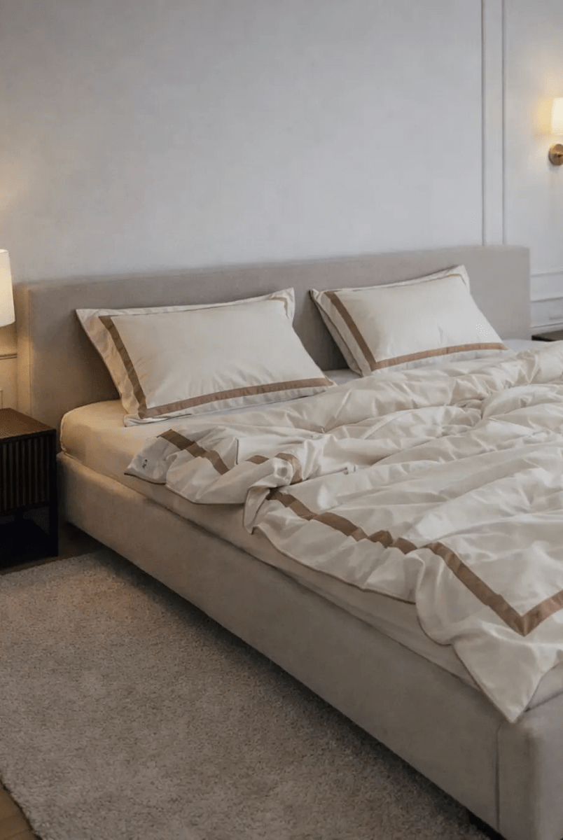 Pościel z Merceryzowanej Satyny – Champagne & Kakao, 100% Bawełna Turecka, 140 g/m², Edycja Exclusive Wivanco Bedding